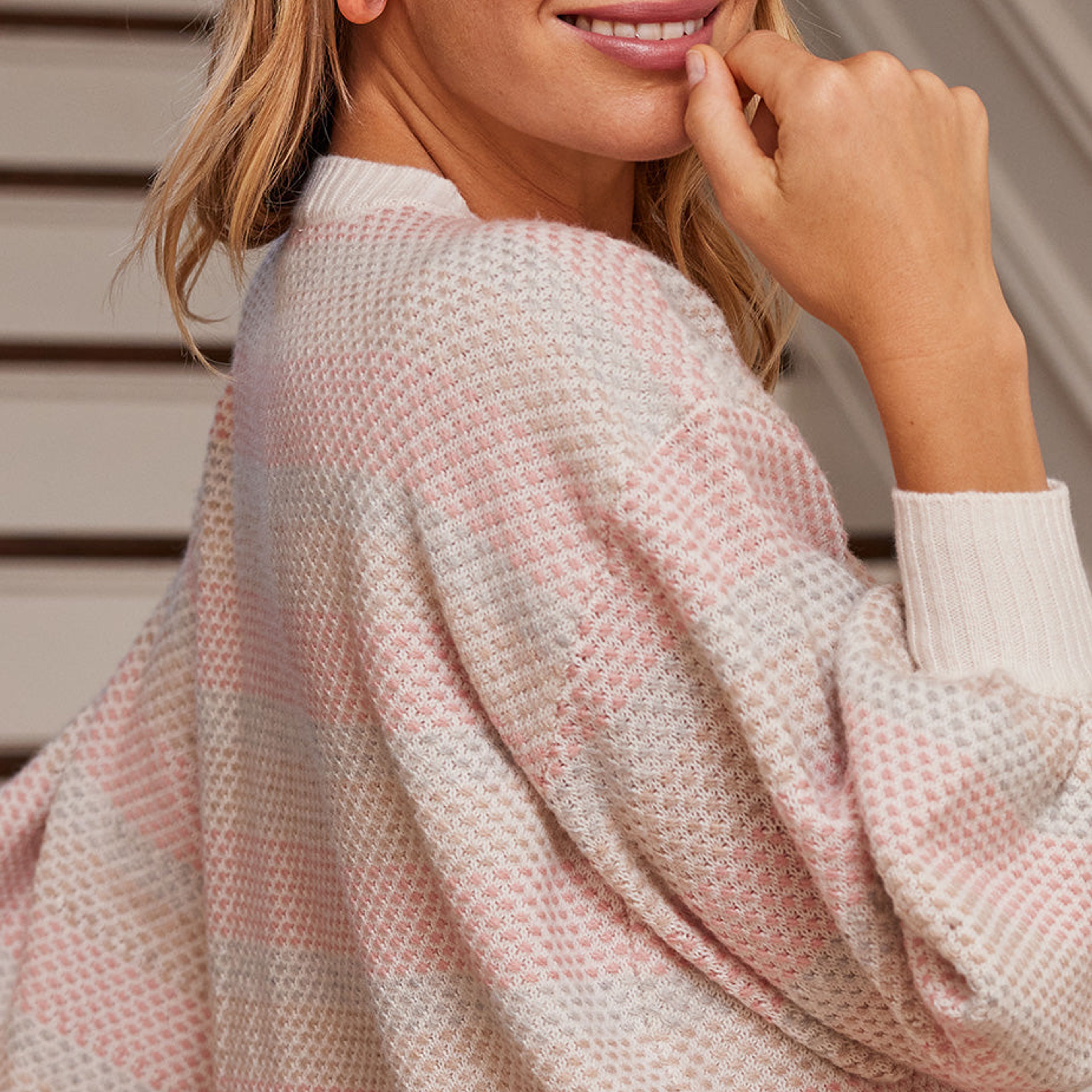 The Coziest Cashmere Blend Soft Stripe Sweater - Pastel Soft Stripe