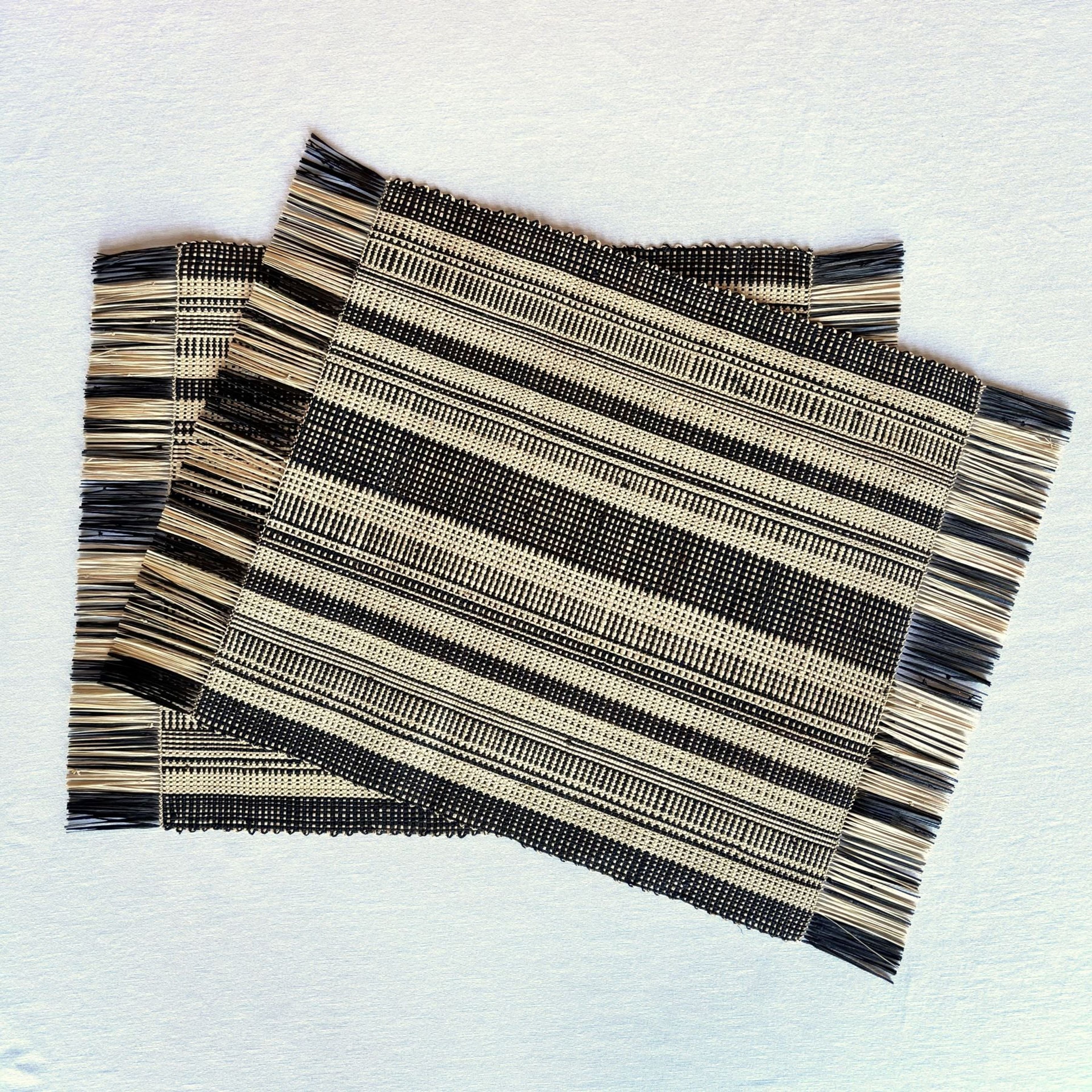 Raffia Placemat (Pair) - Handwoven Stripe