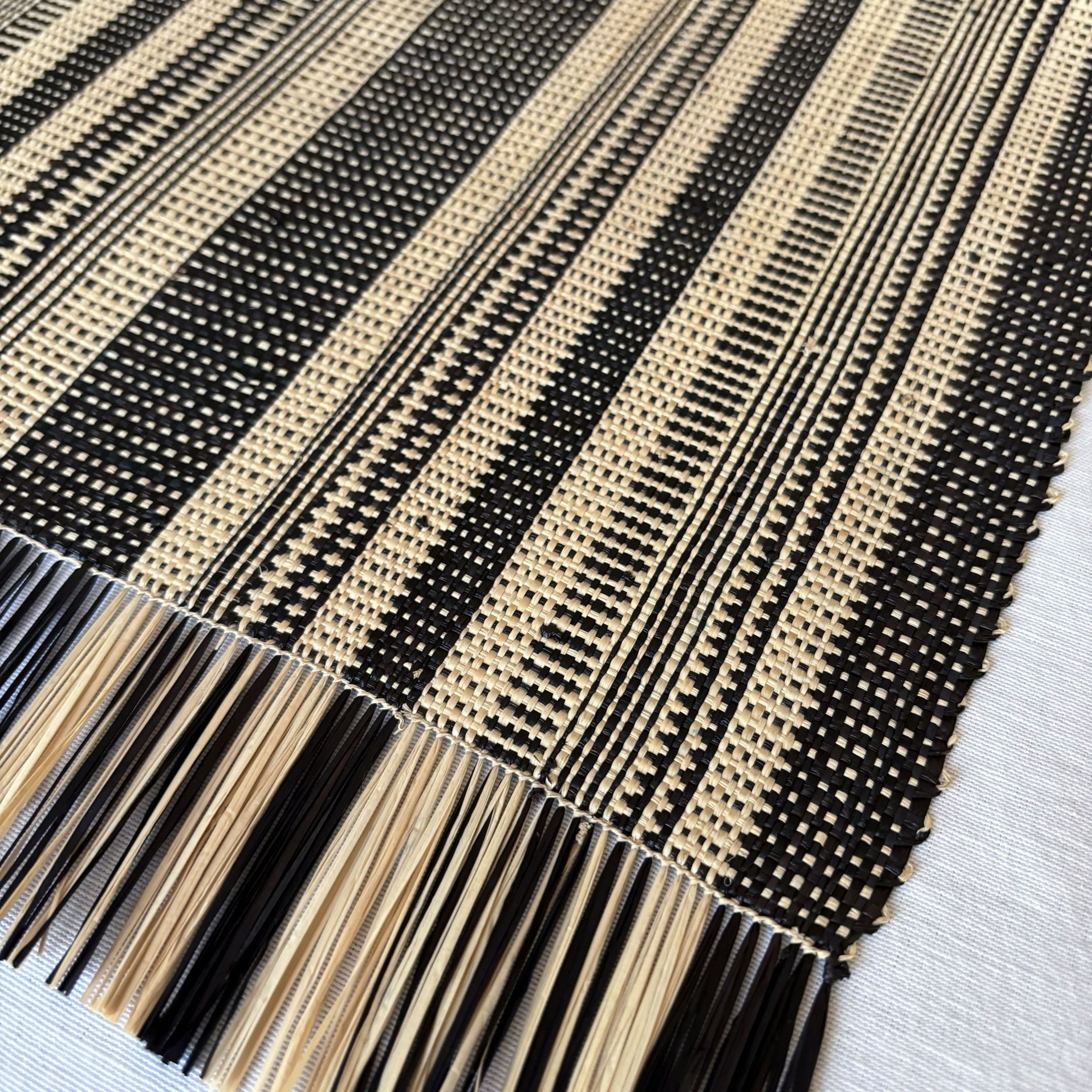 Raffia Table Runner - Handwoven Stripe