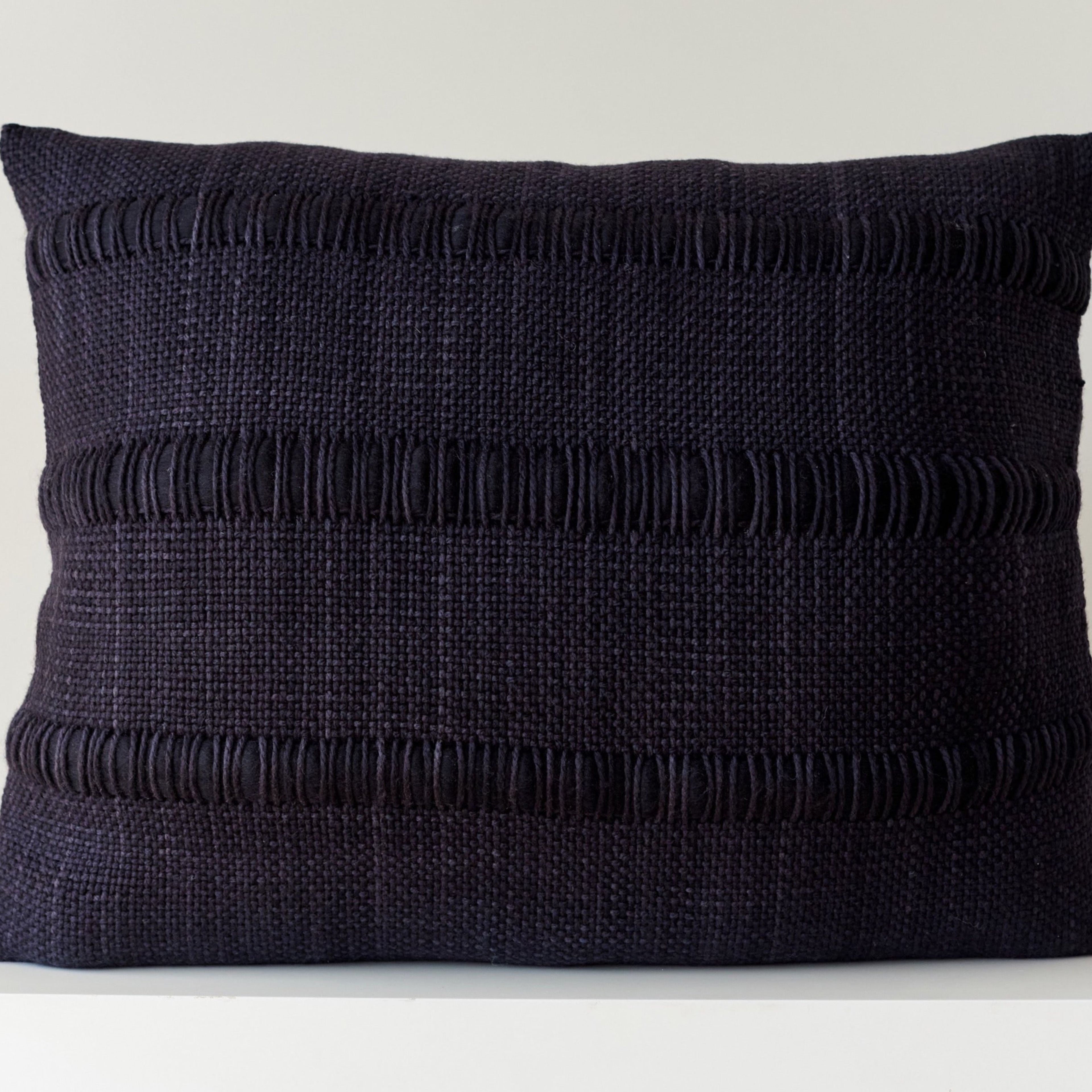 Wool Pillow Black Handwoven Apolo
