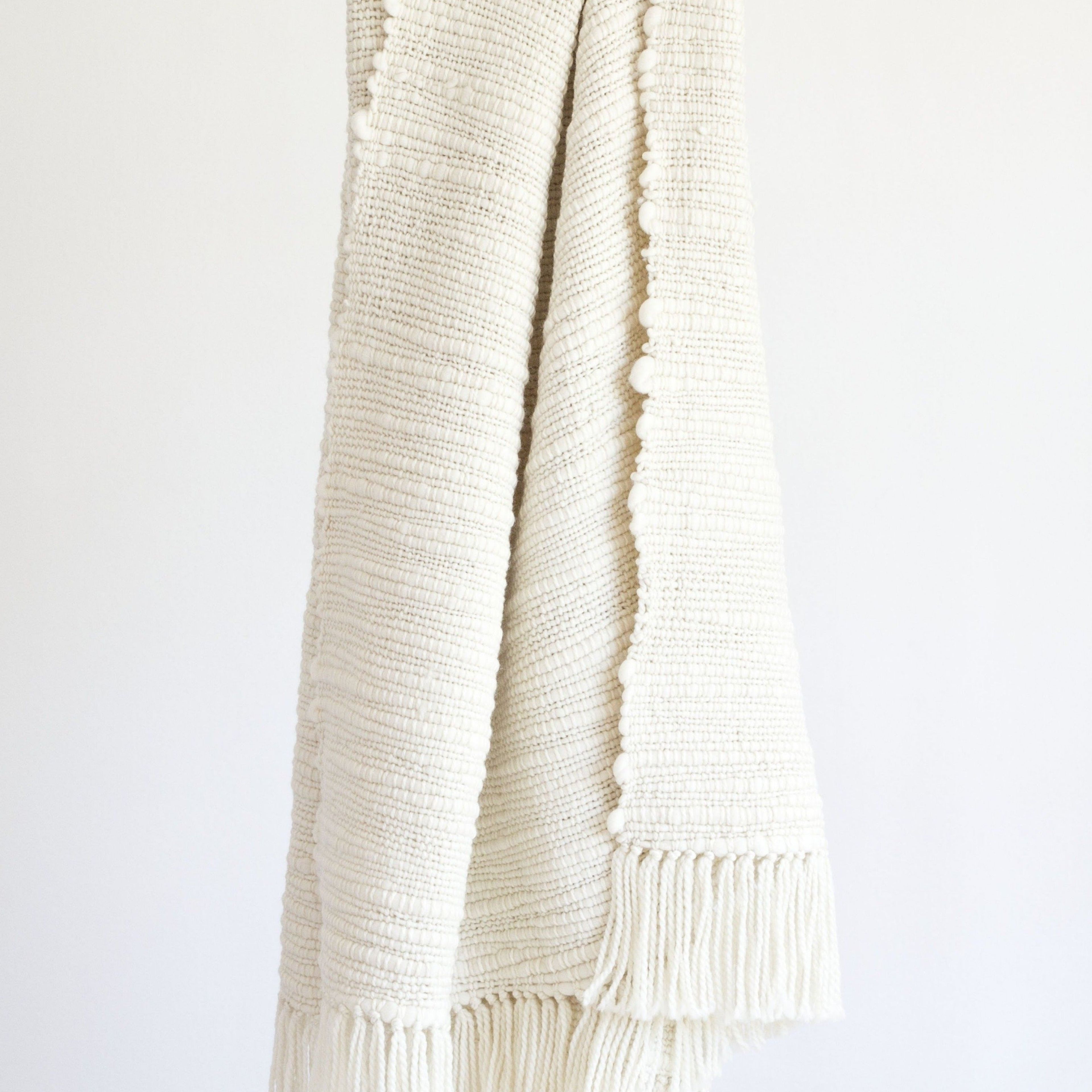 Aroma Throw Blanket - Handwoven Chunky Merino Wool with Fringes - Luxurious, Eco-Friendly and Perfect to Elevate Your Home Decor