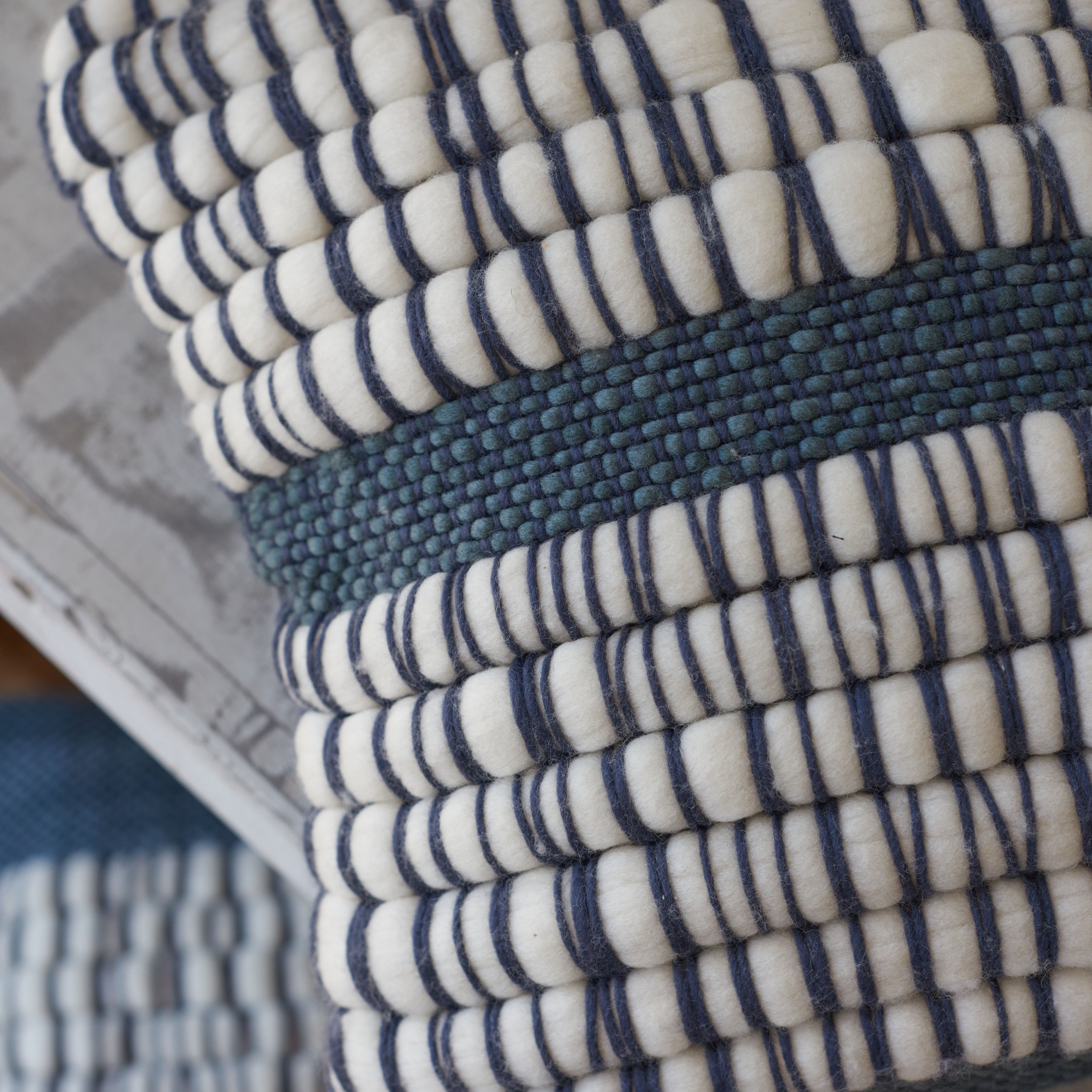 Grey Pillow Cover Hand Weaving in Merino Wool Mista 14x19