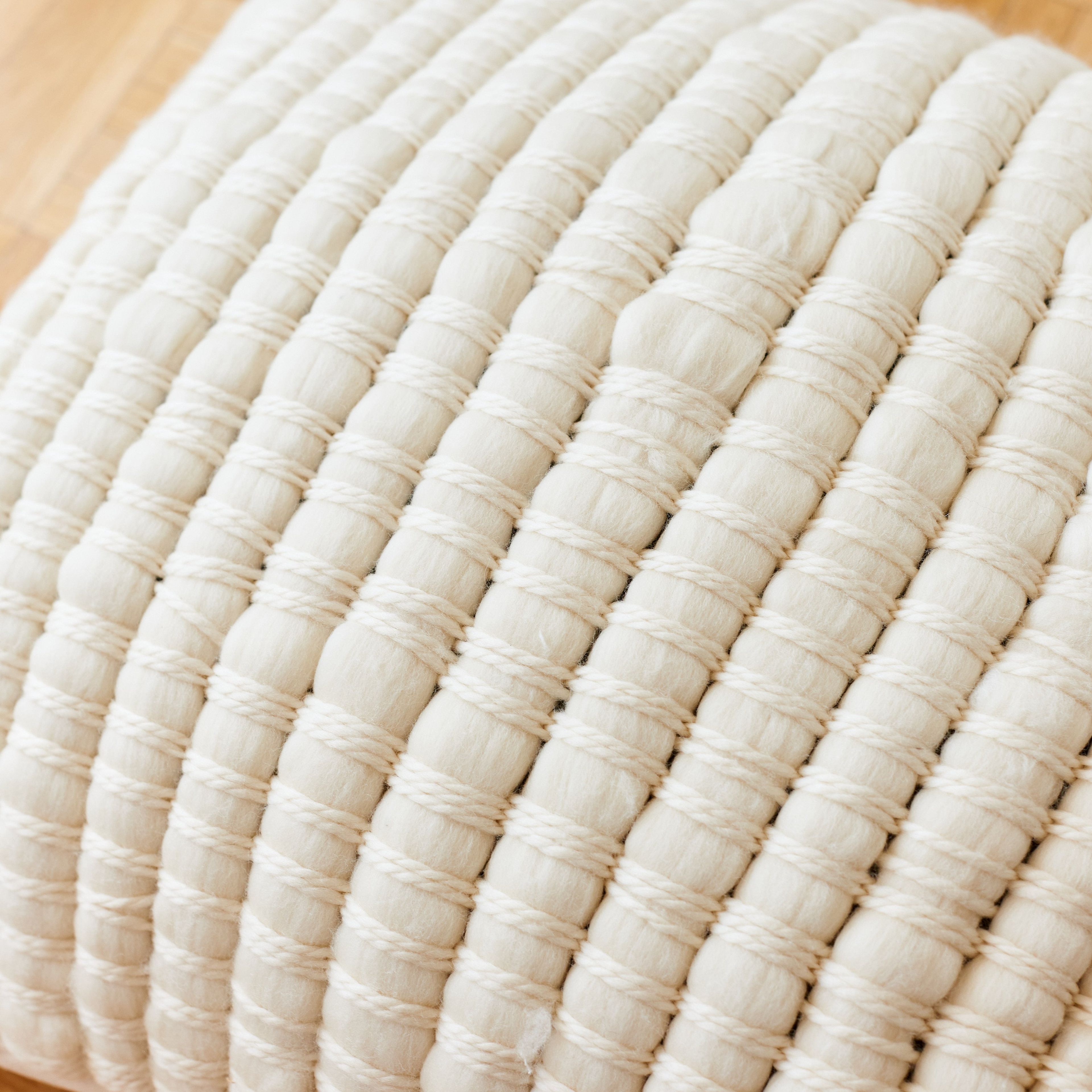 Basket Weave Cushion Cover Ivory Merino Wool Nube 18x18