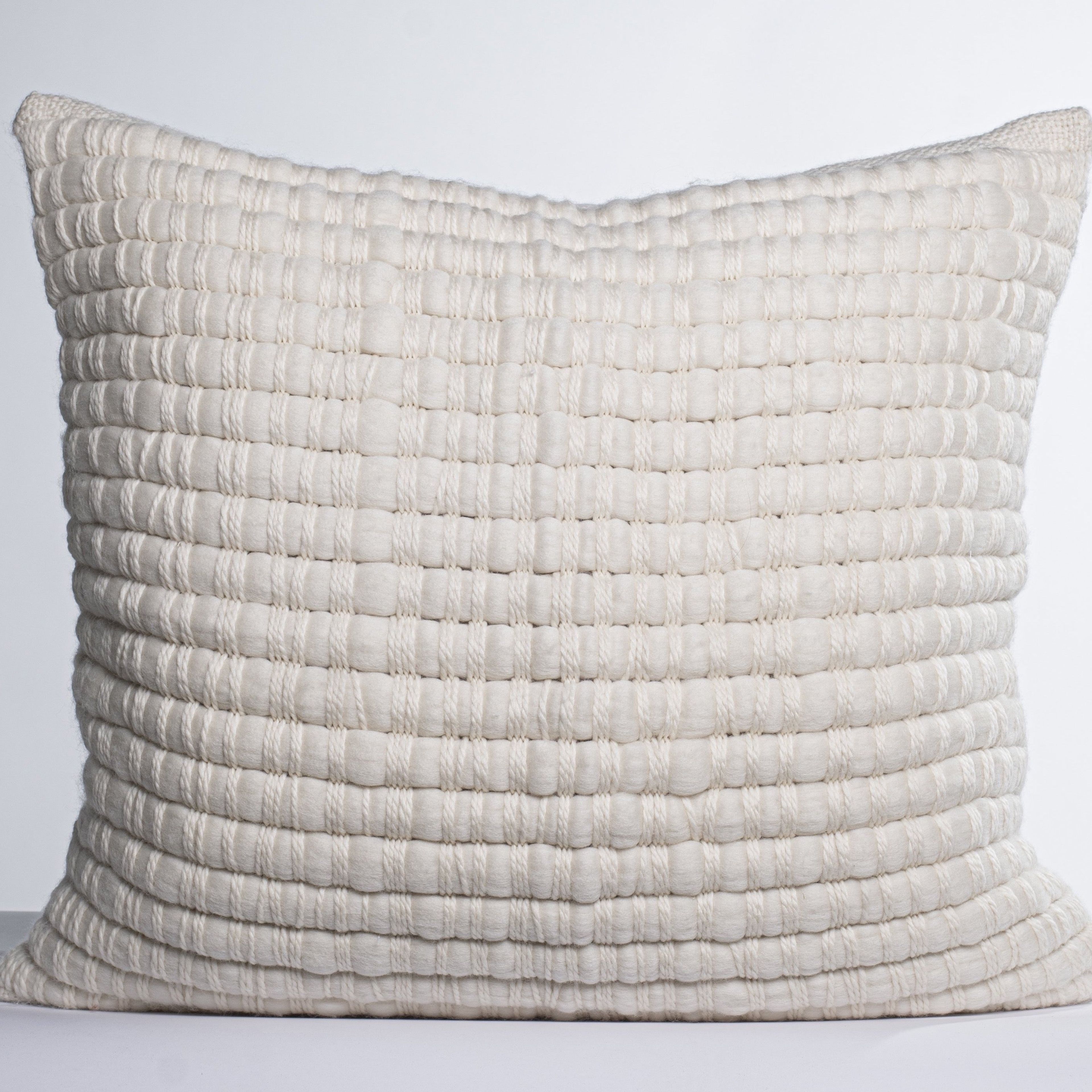 Giant Yarn Cushion Cover Basket Weave in Off White Nube 21x23