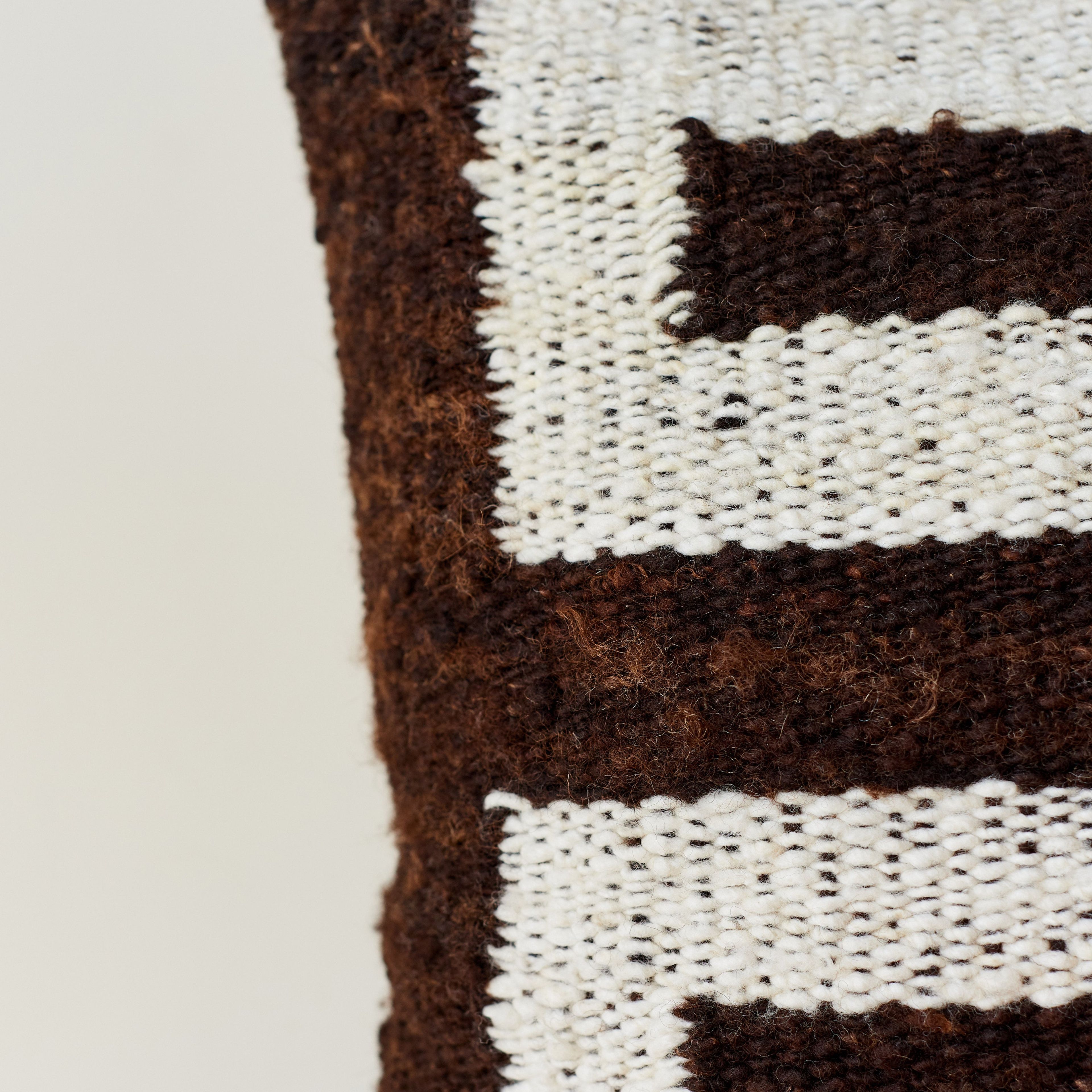 Modern Pillow Cover in Brown / Ivory Natural Wool Sendero 22x22