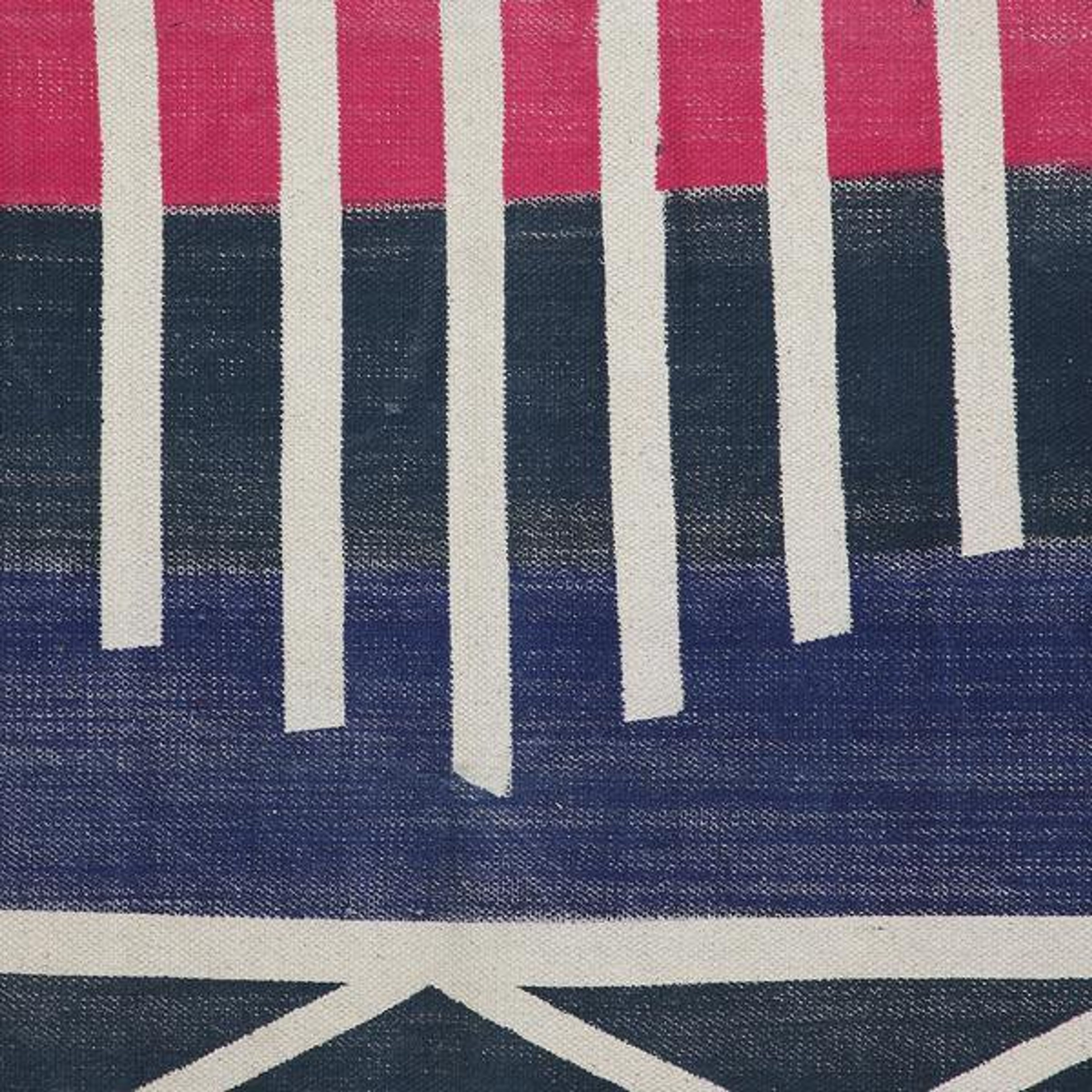 Navy Blue with Natural Stripes Printed Rug - 36x60 inch