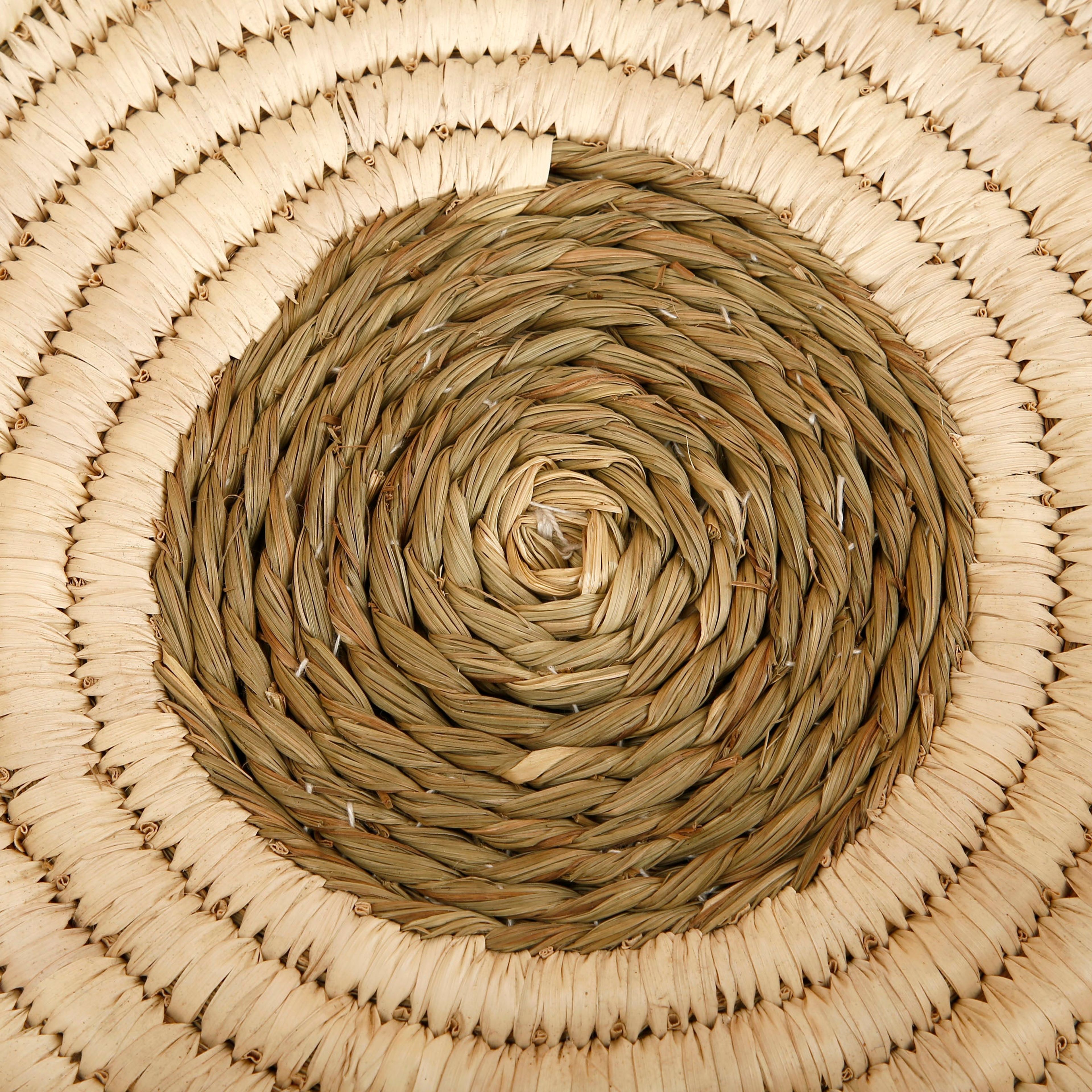 Palm & Sabai Grass Round Basket, 13" Inches round