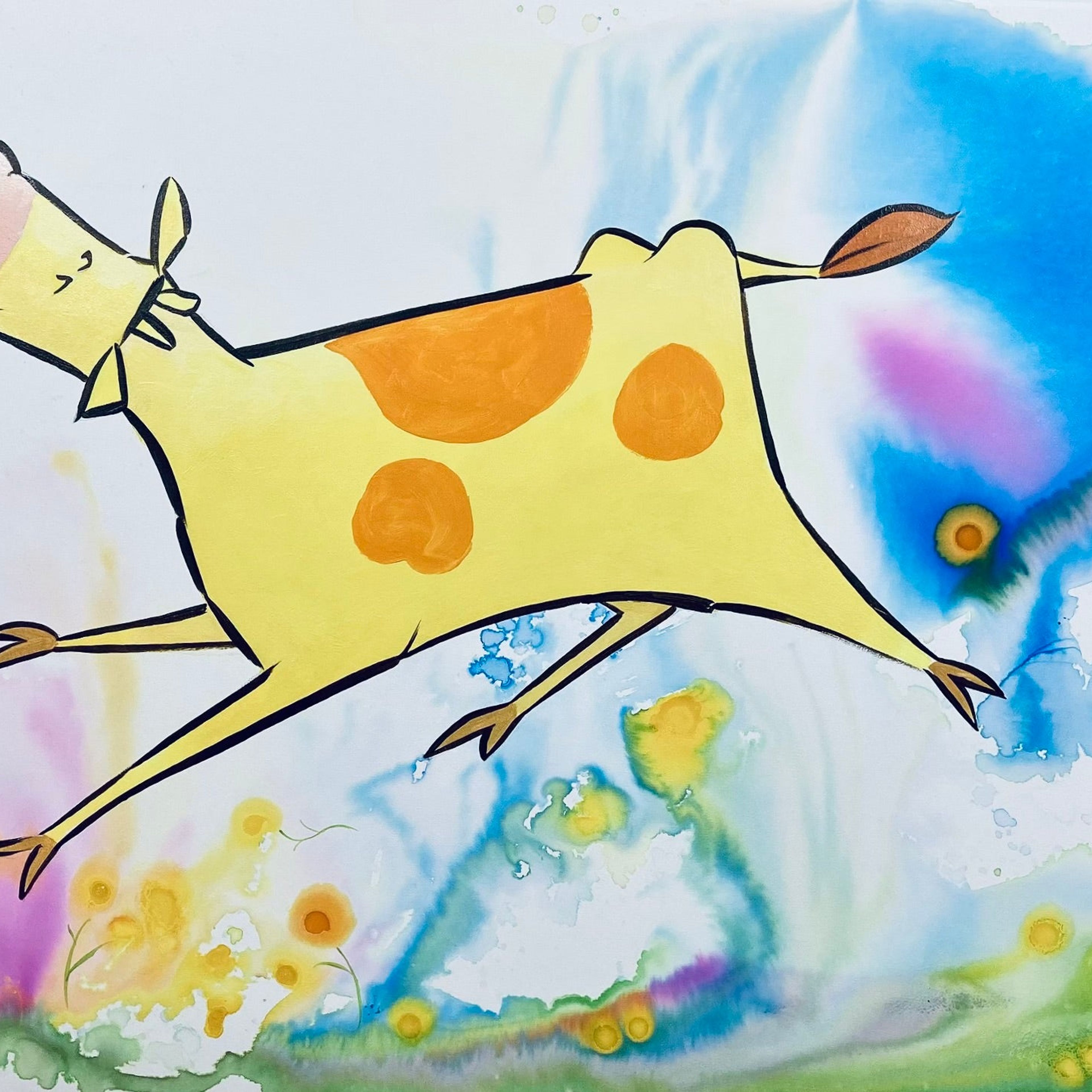 "Romy the Cow" Watercolor Painting by Illustrator John Kurtz Large