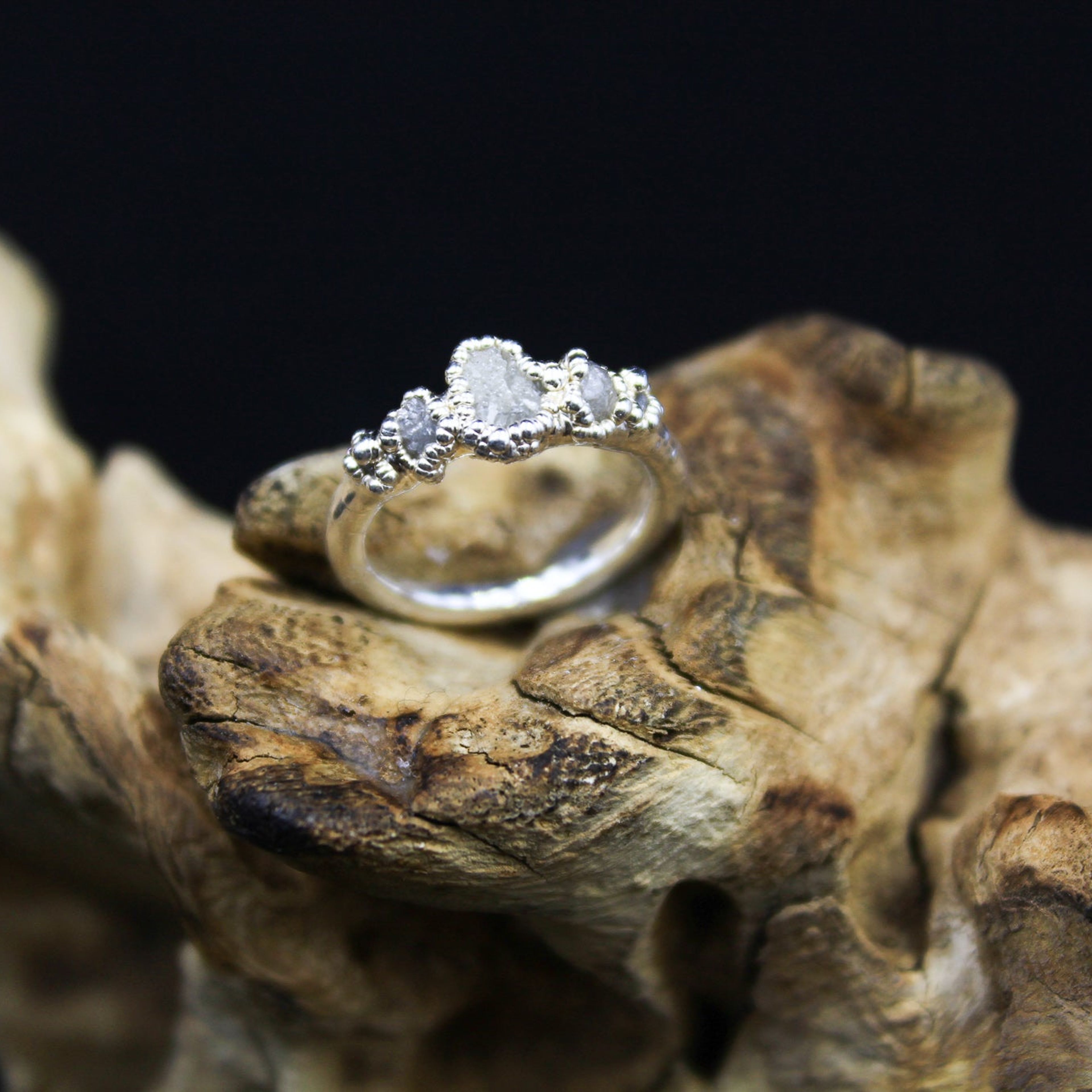 The Diamond Sea Engagement Ring in Fine Silver