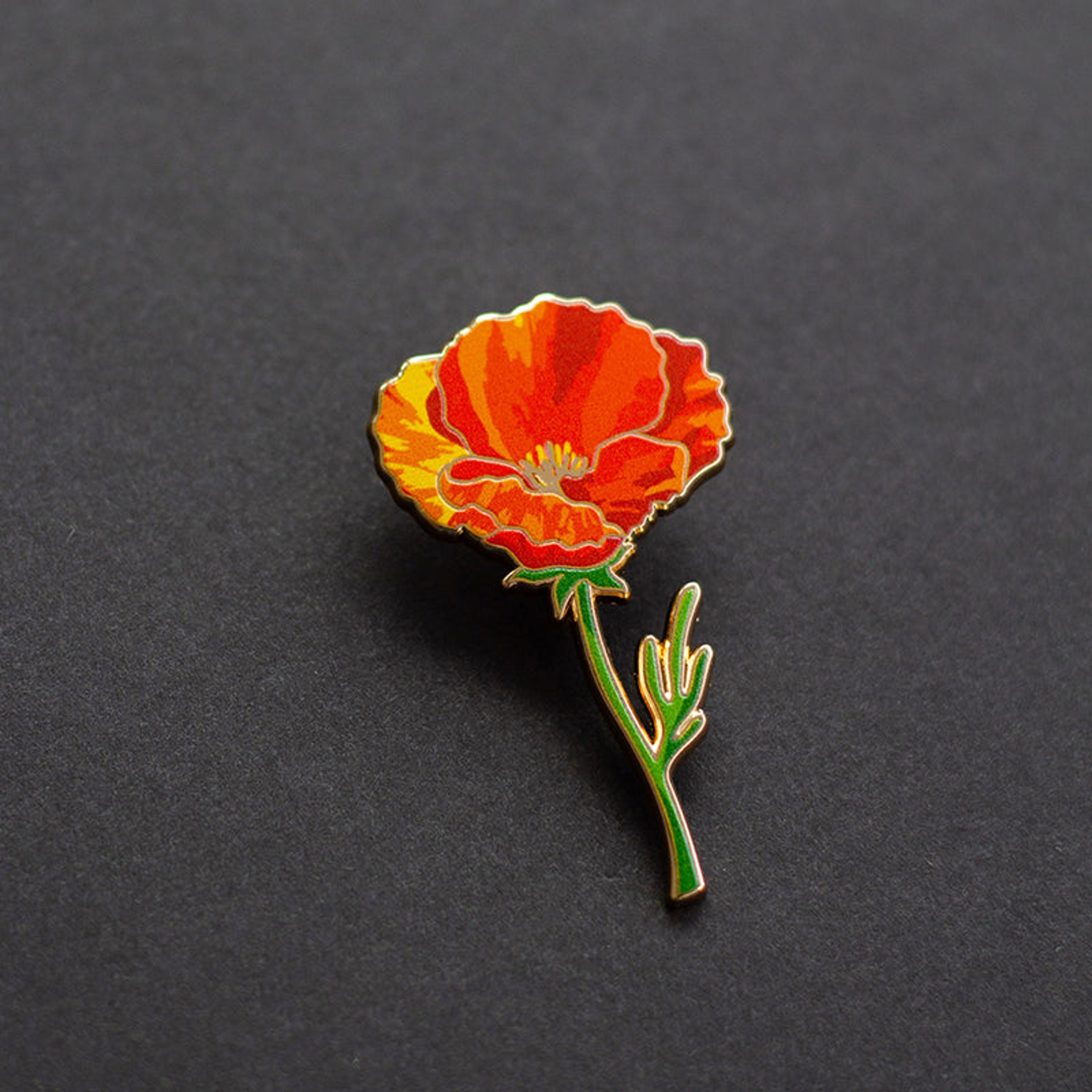 California Poppy Floral Enamel Pin