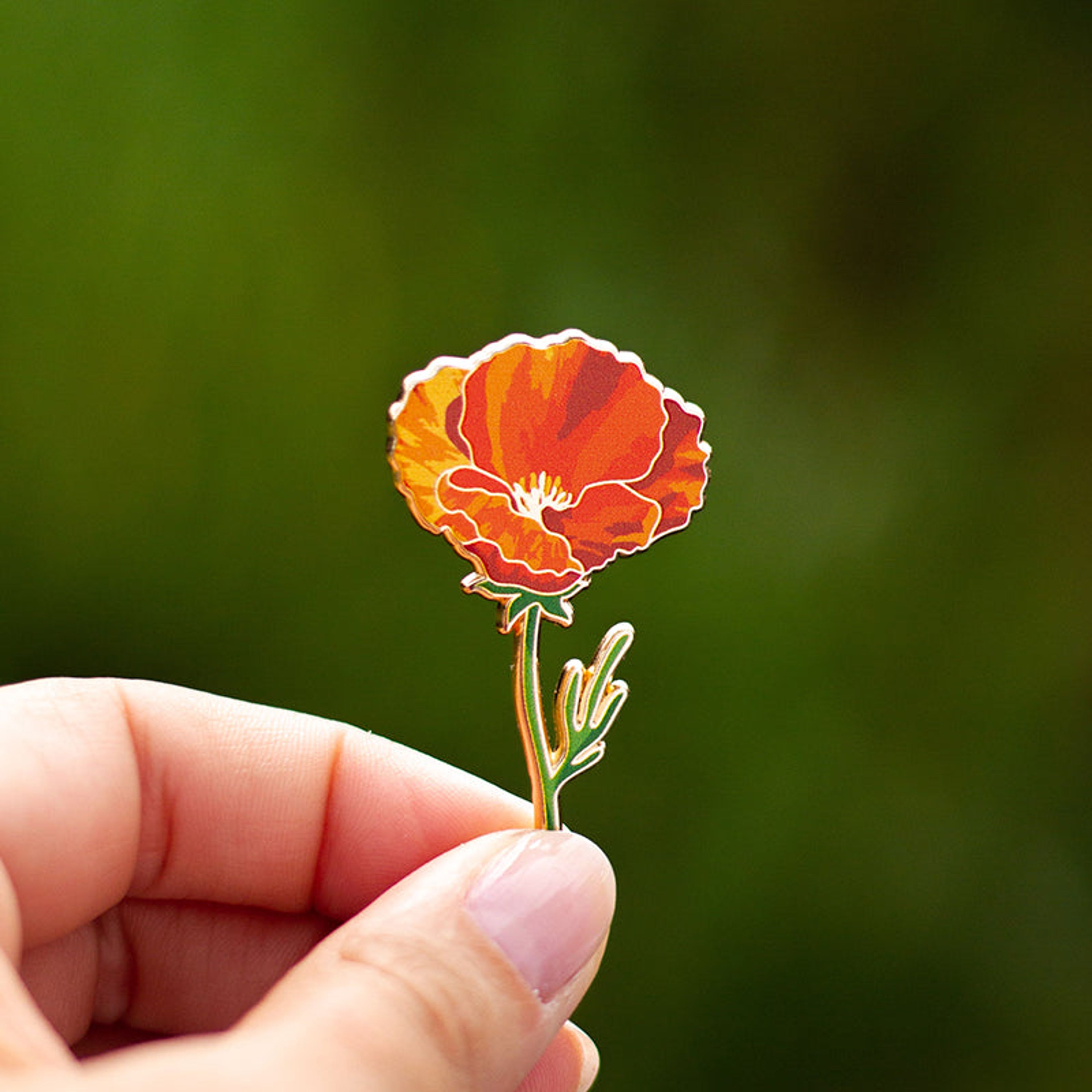 California Poppy Floral Enamel Pin