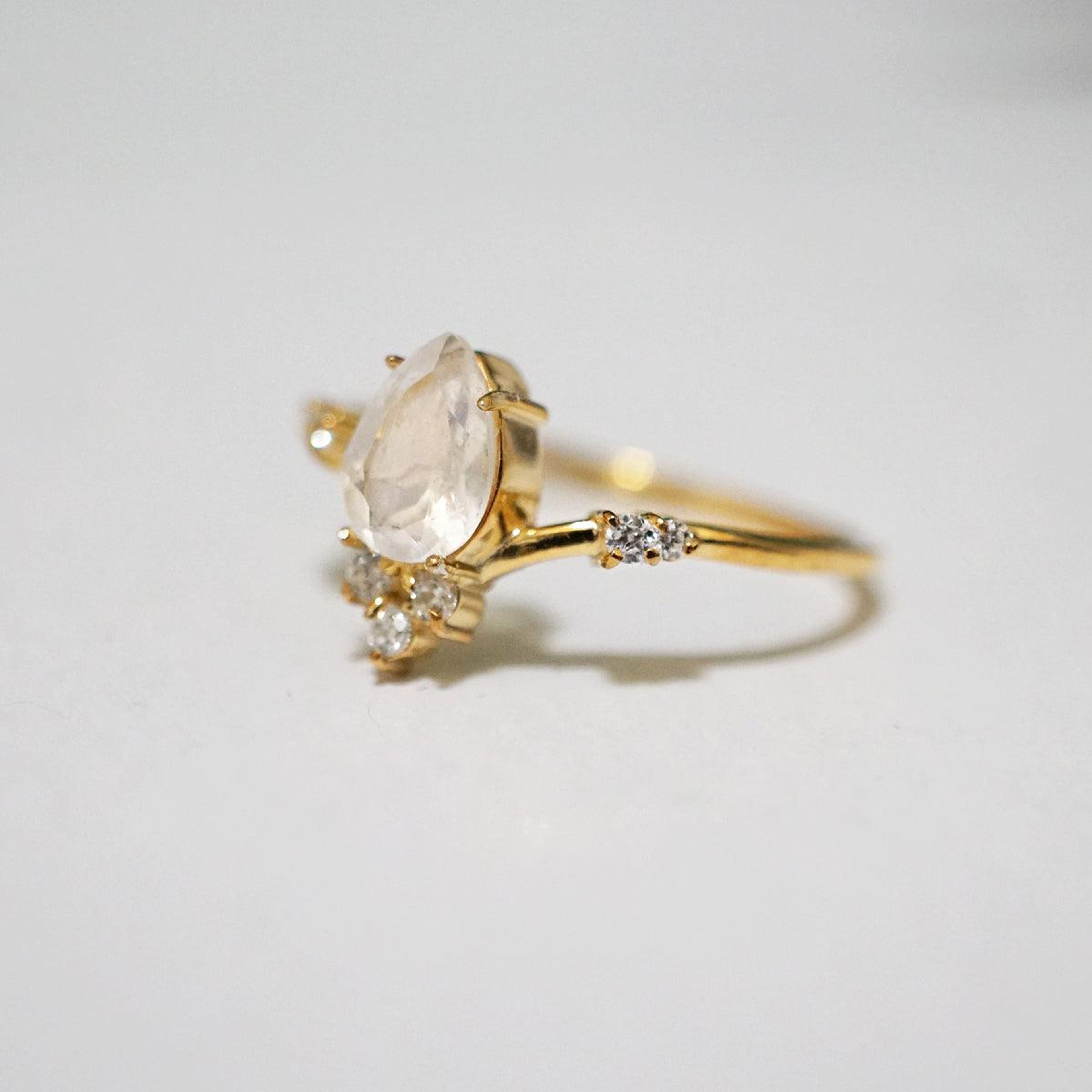 Moonstone Blossom Ring in Vermeil, 10K and 14K Gold