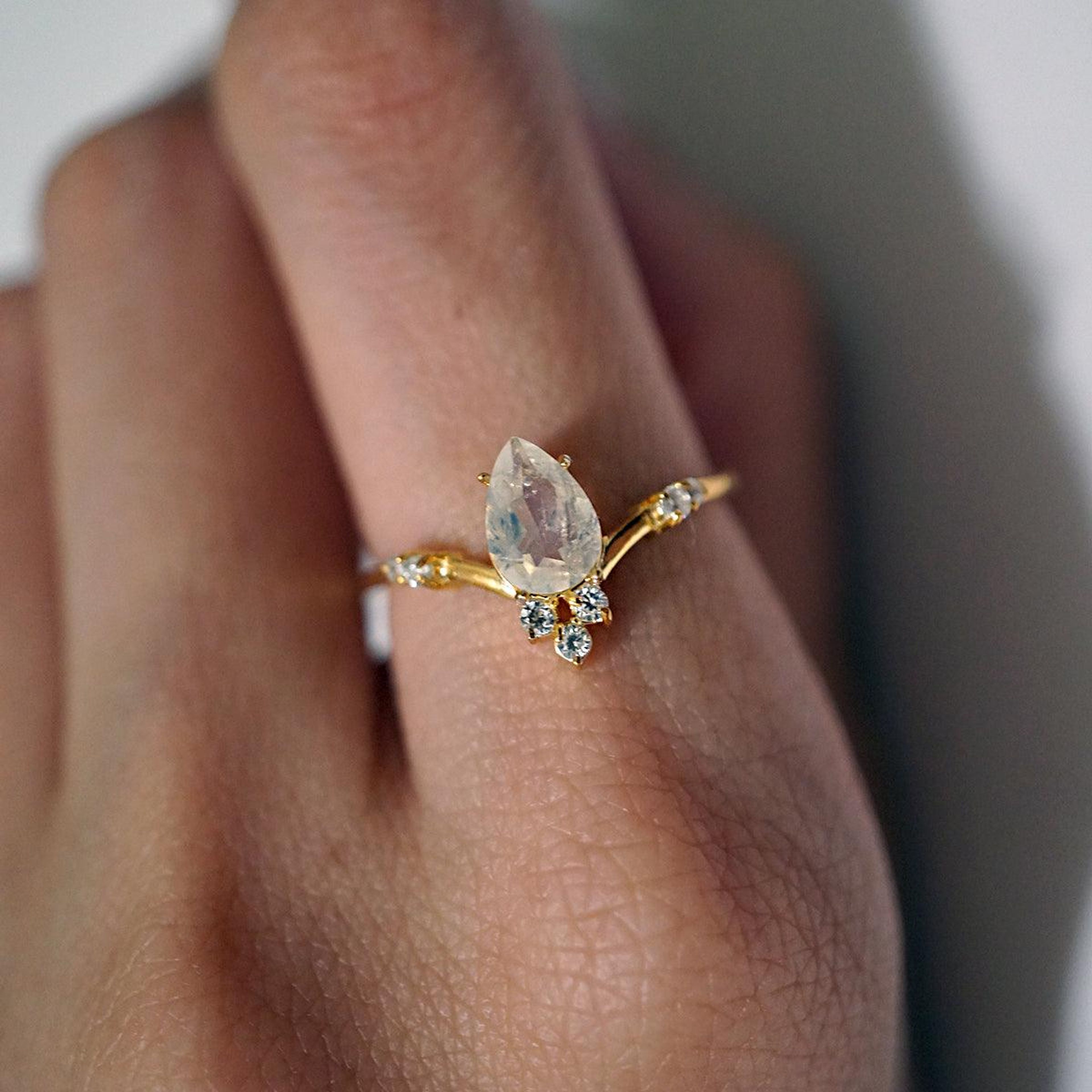 Moonstone Blossom Ring in Vermeil, 10K and 14K Gold