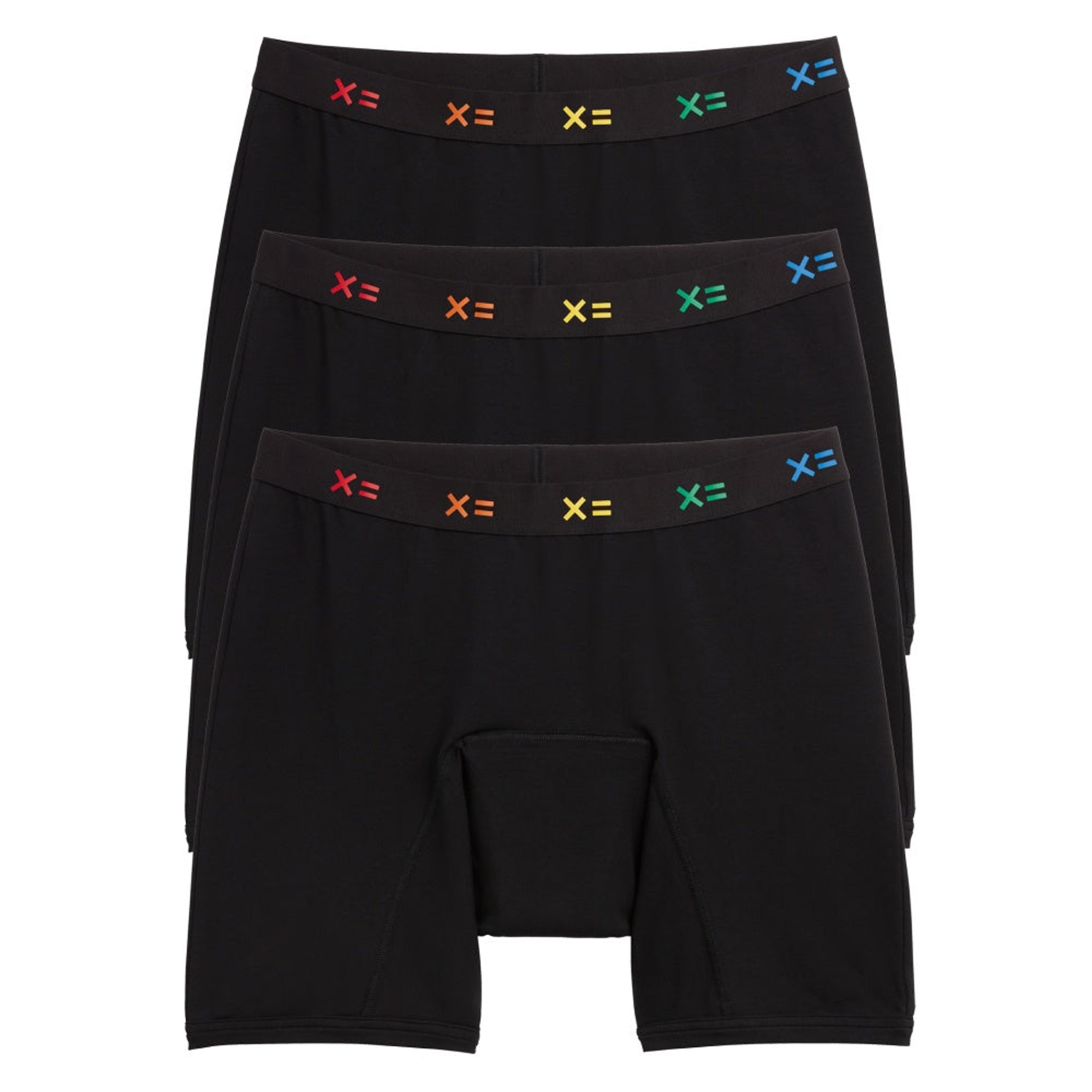 TomboyX First Line Period 9 Boxer Briefs 3-Pack - Black X= Rainbow on  Marmalade