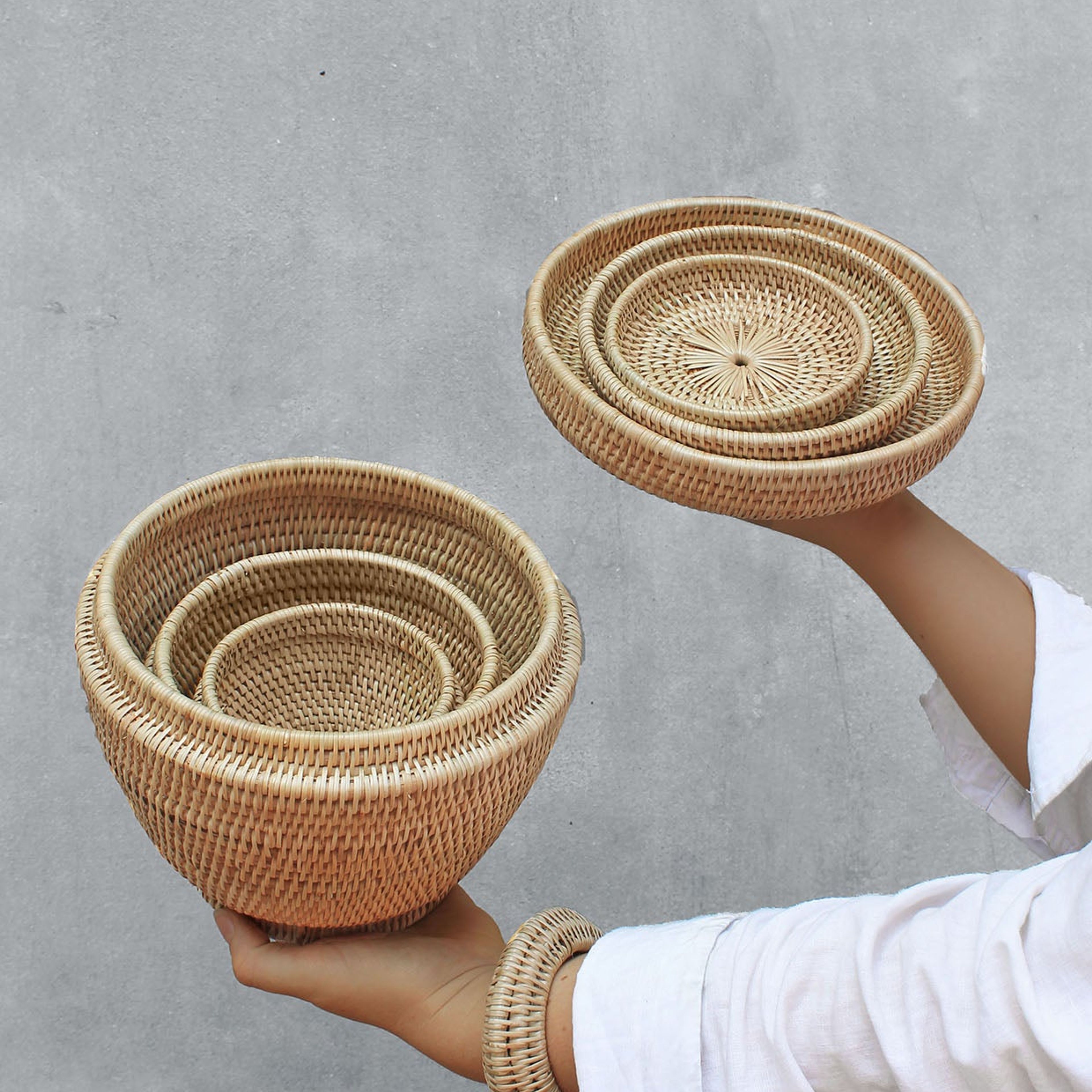 Rattan-Saha Nesting Baskets- Set Of 3