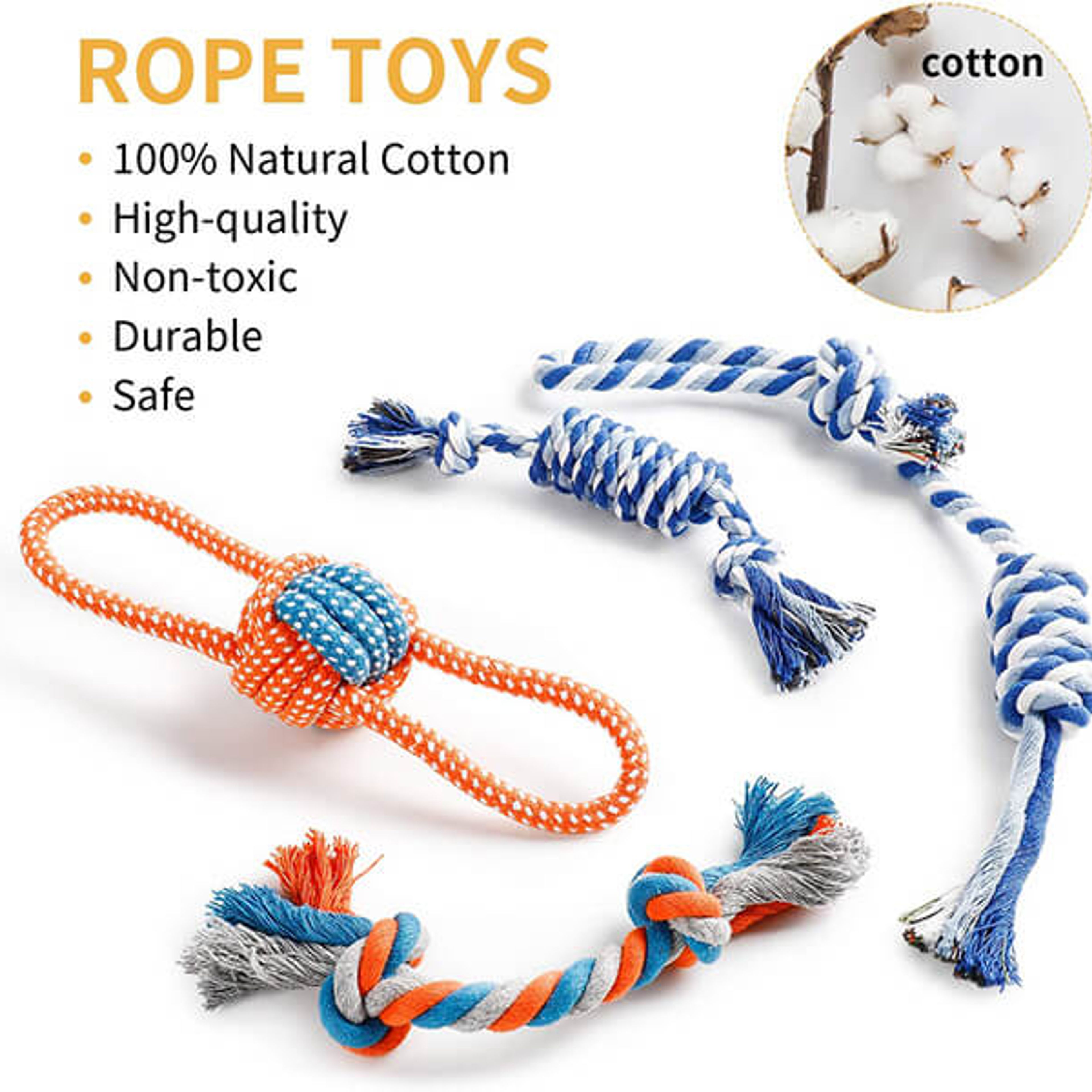 Plush & Rope Variety Pack Dog/Cat Toys, 12-count