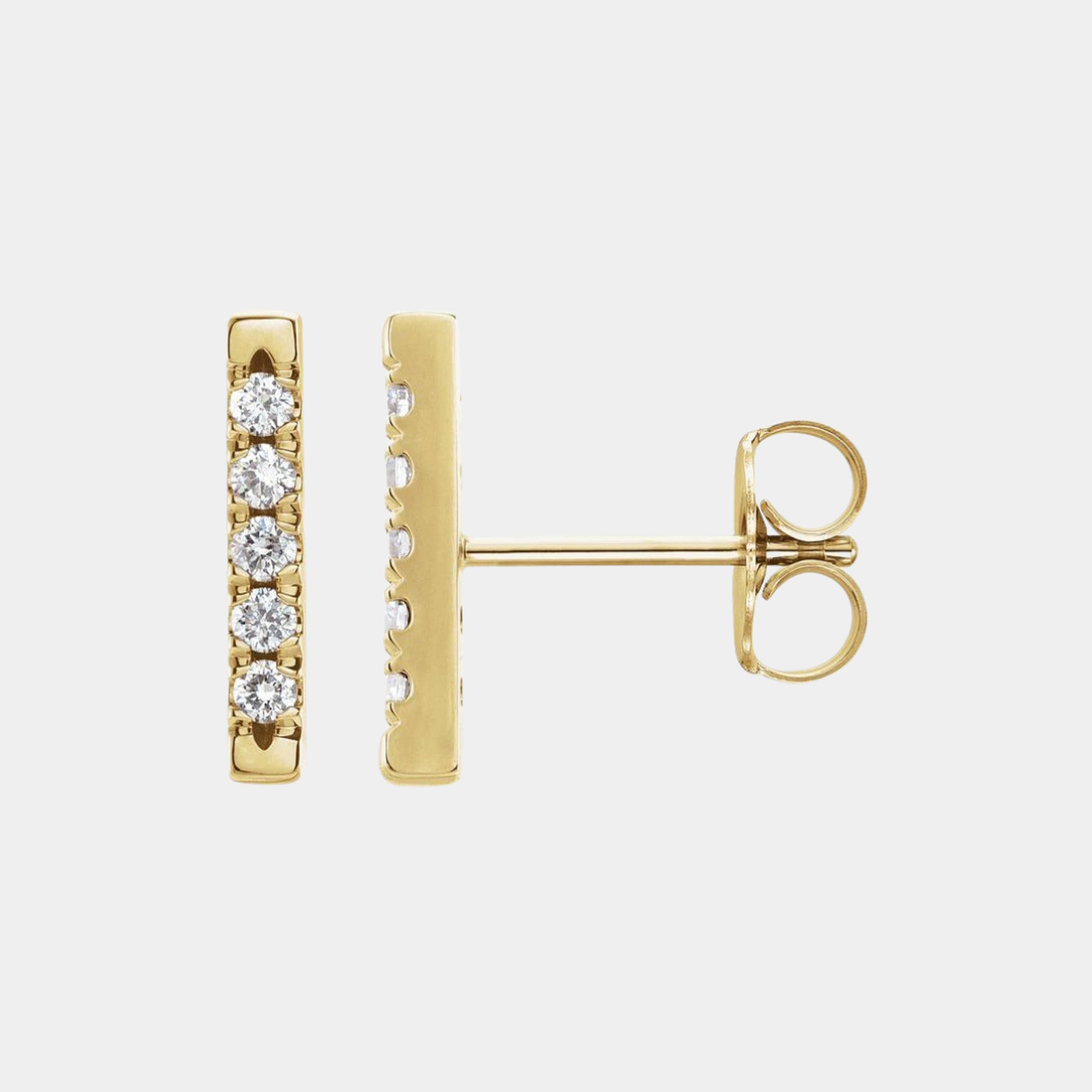 14K French-Set Diamond Bar Earrings