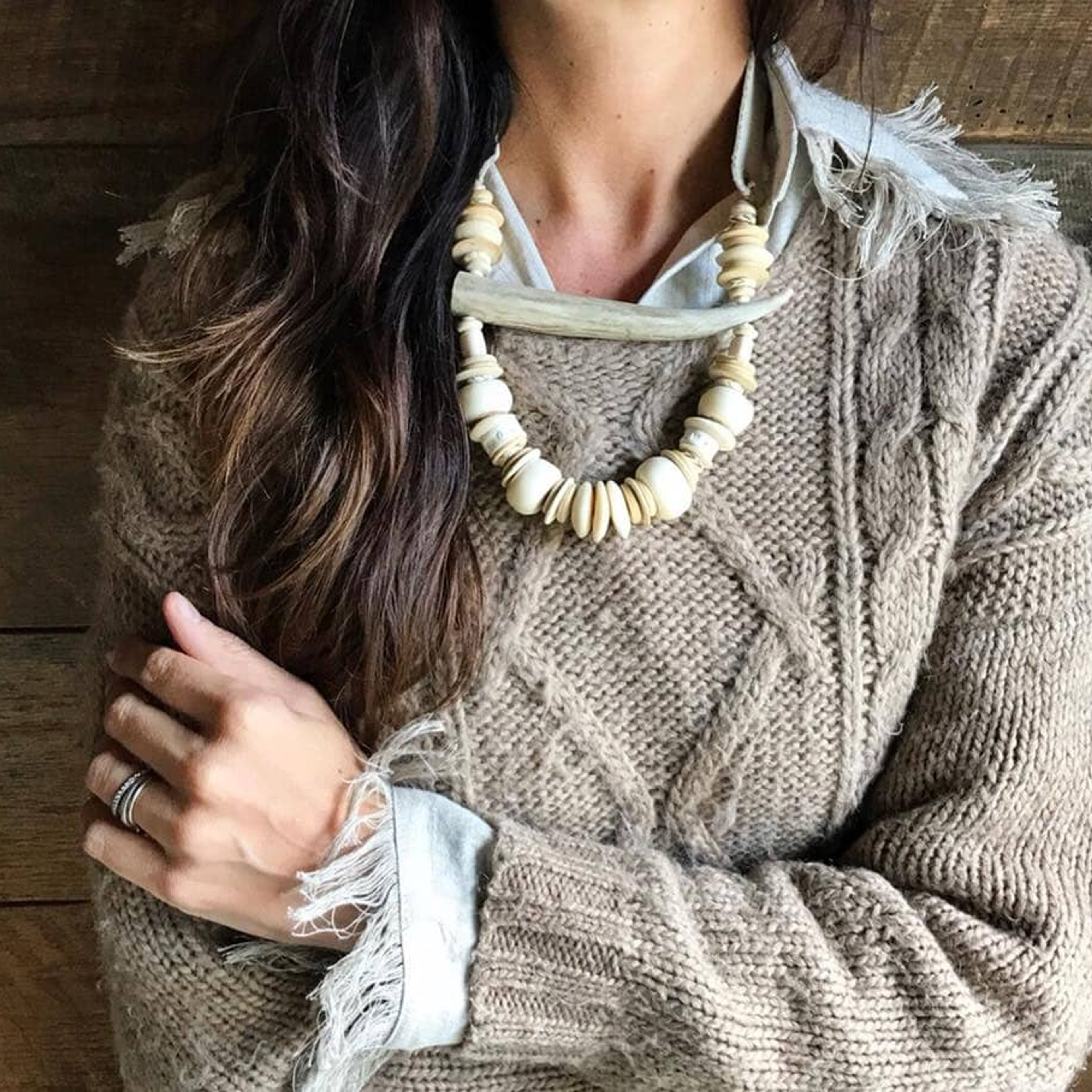Antler Tip Classic Necklace | White