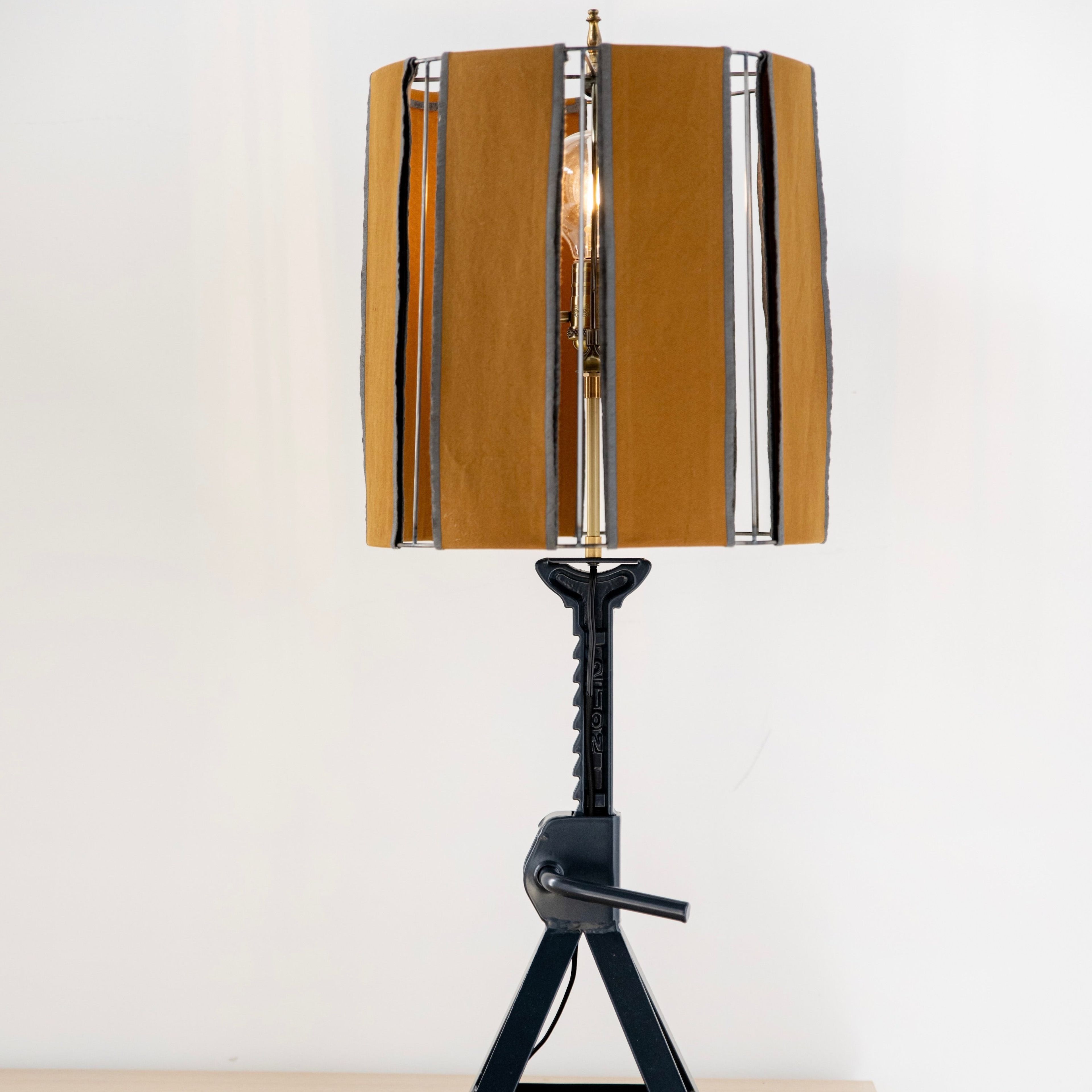Tate - Reclaimed Jack Stand Table Lamp (Navy Blue and Ochre)