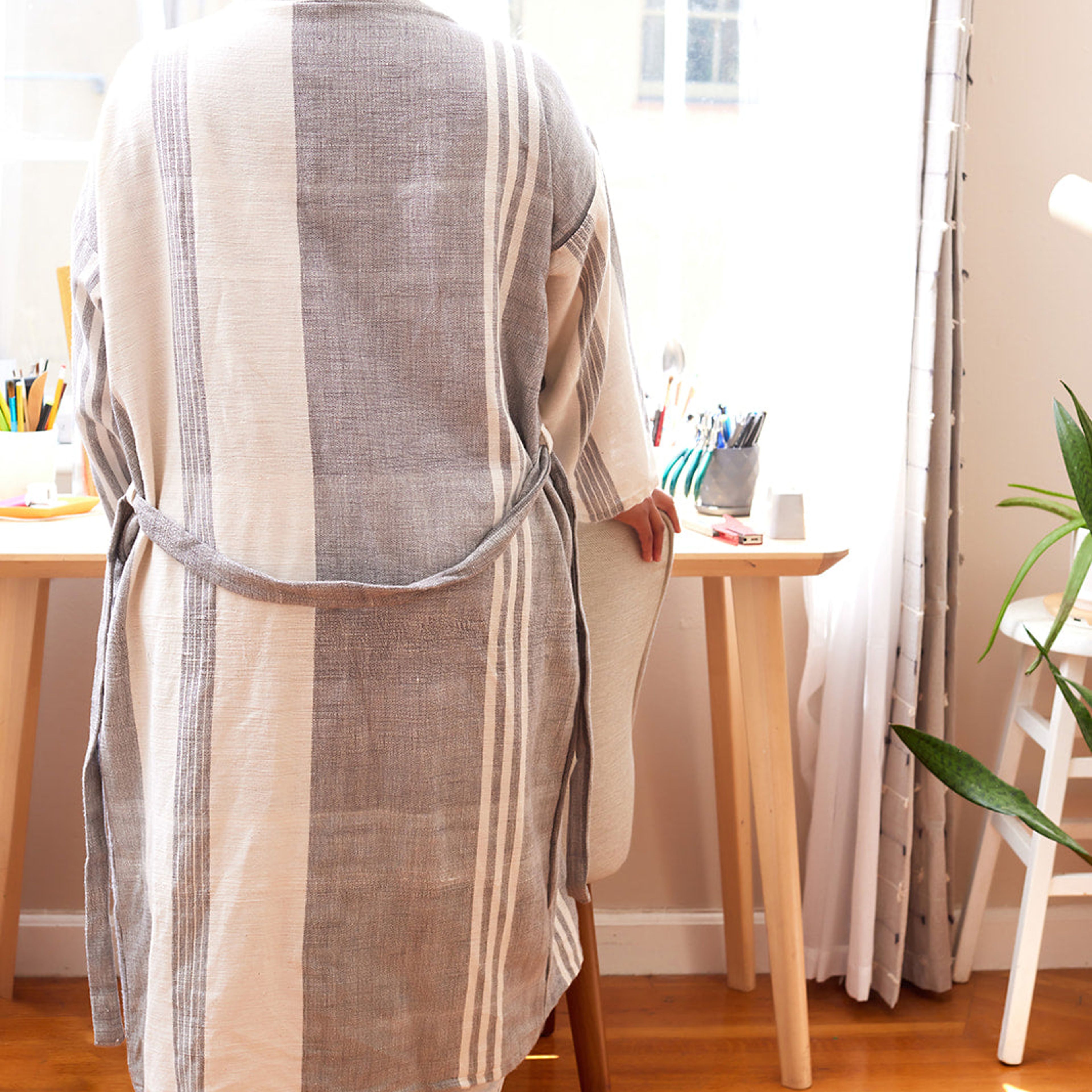 Aiyana Handwoven Cotton Robe - Grey