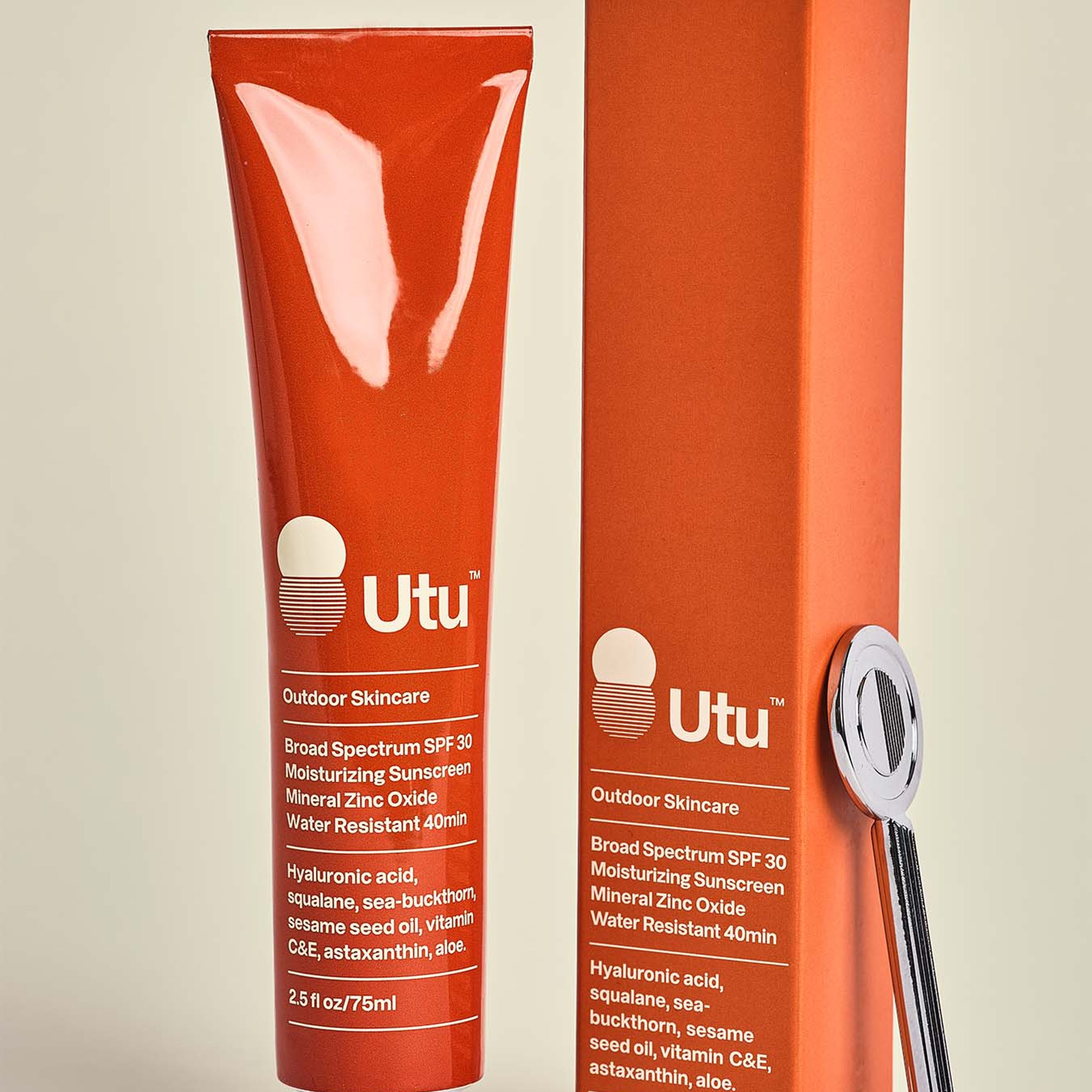 Utu Moisturizing Sunscreen Clean Mineral SPF30 Hyaluronic Acid Squalane Sea Buckthorn Water Resistant Unscented