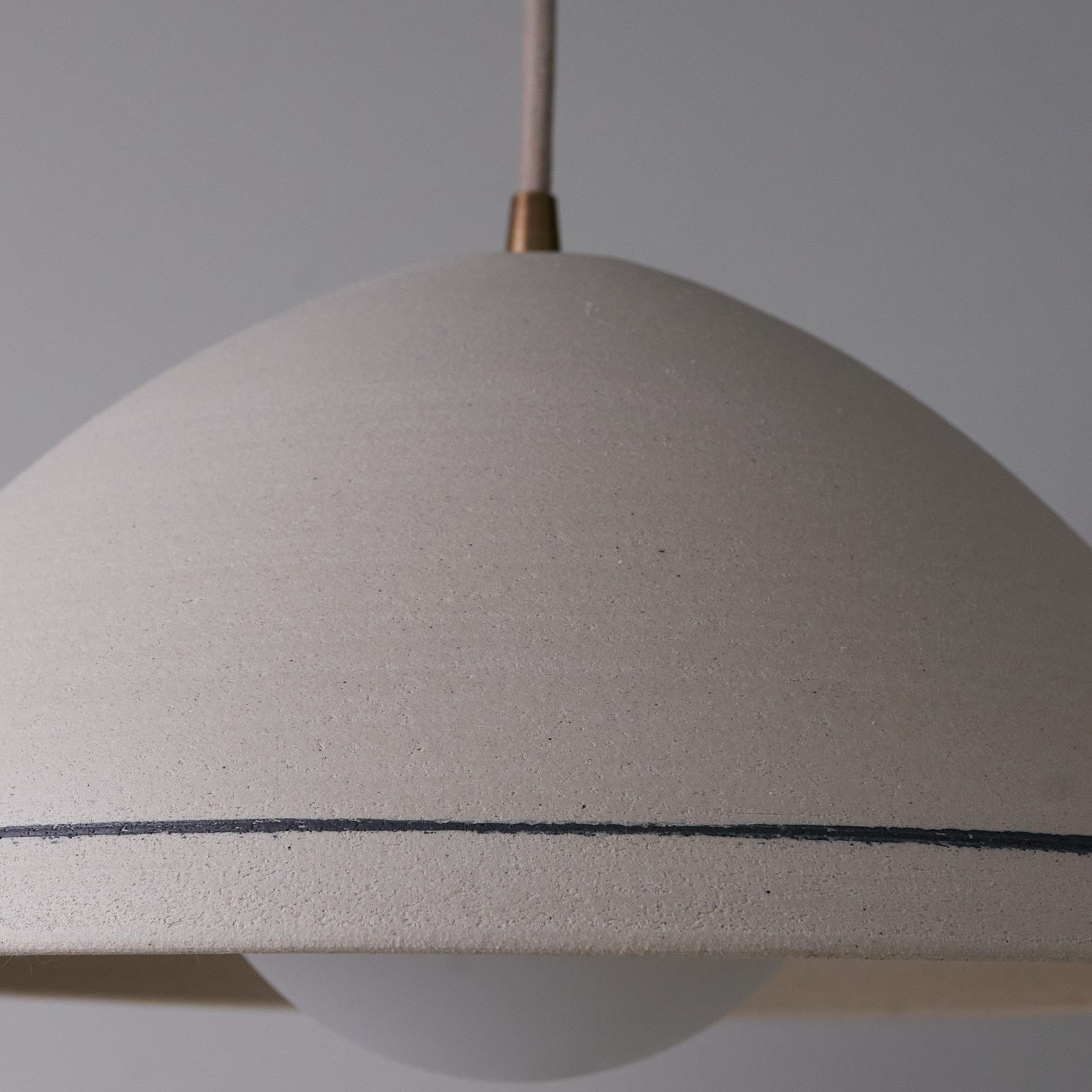 Large Una Dome Pendant in Chalk with Iron Stripe