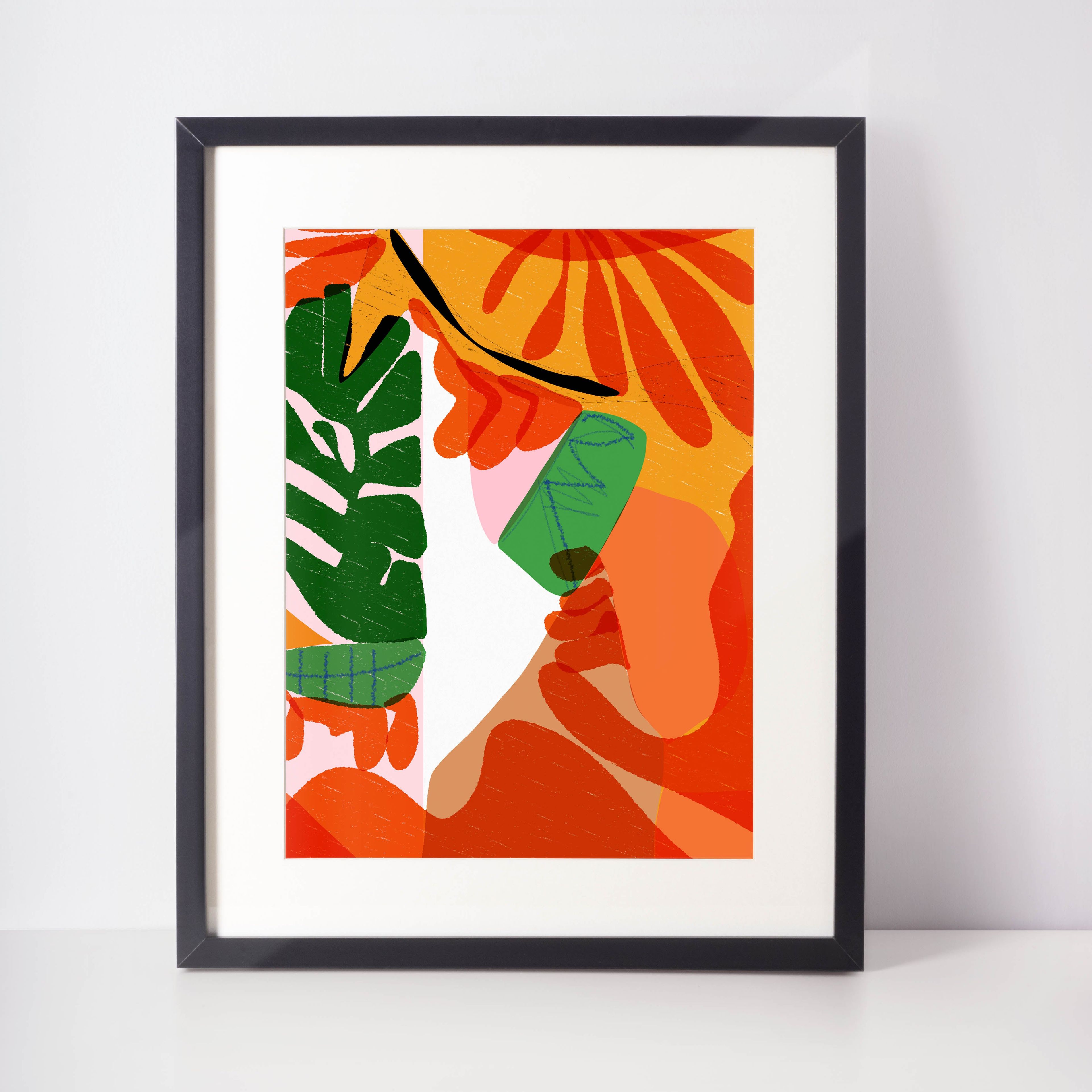 Modern Wall Art, Tropical Cubicle Decor, Ready to Print Colorful Abstract Print
