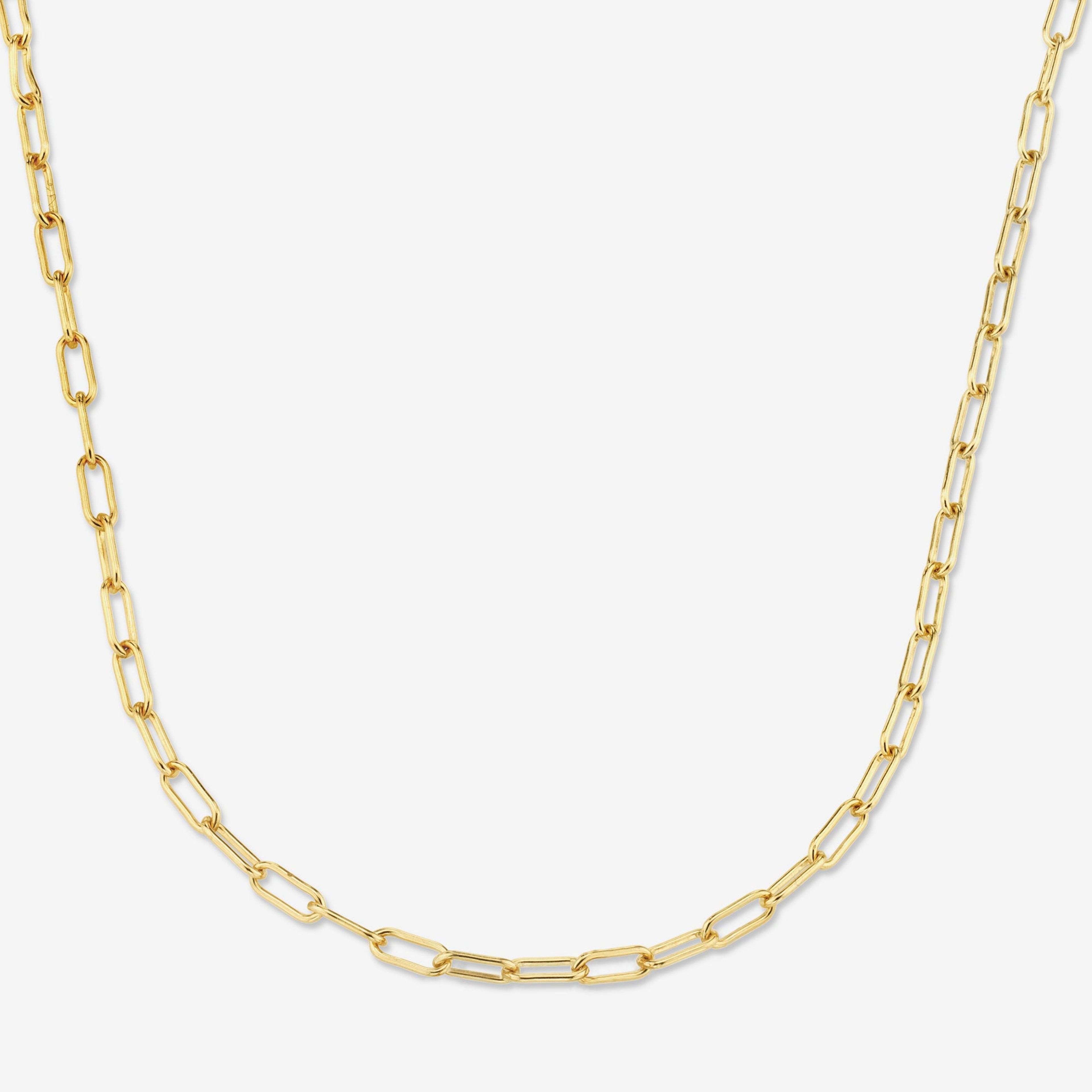 14k Solid Gold Long Link Chain Necklace