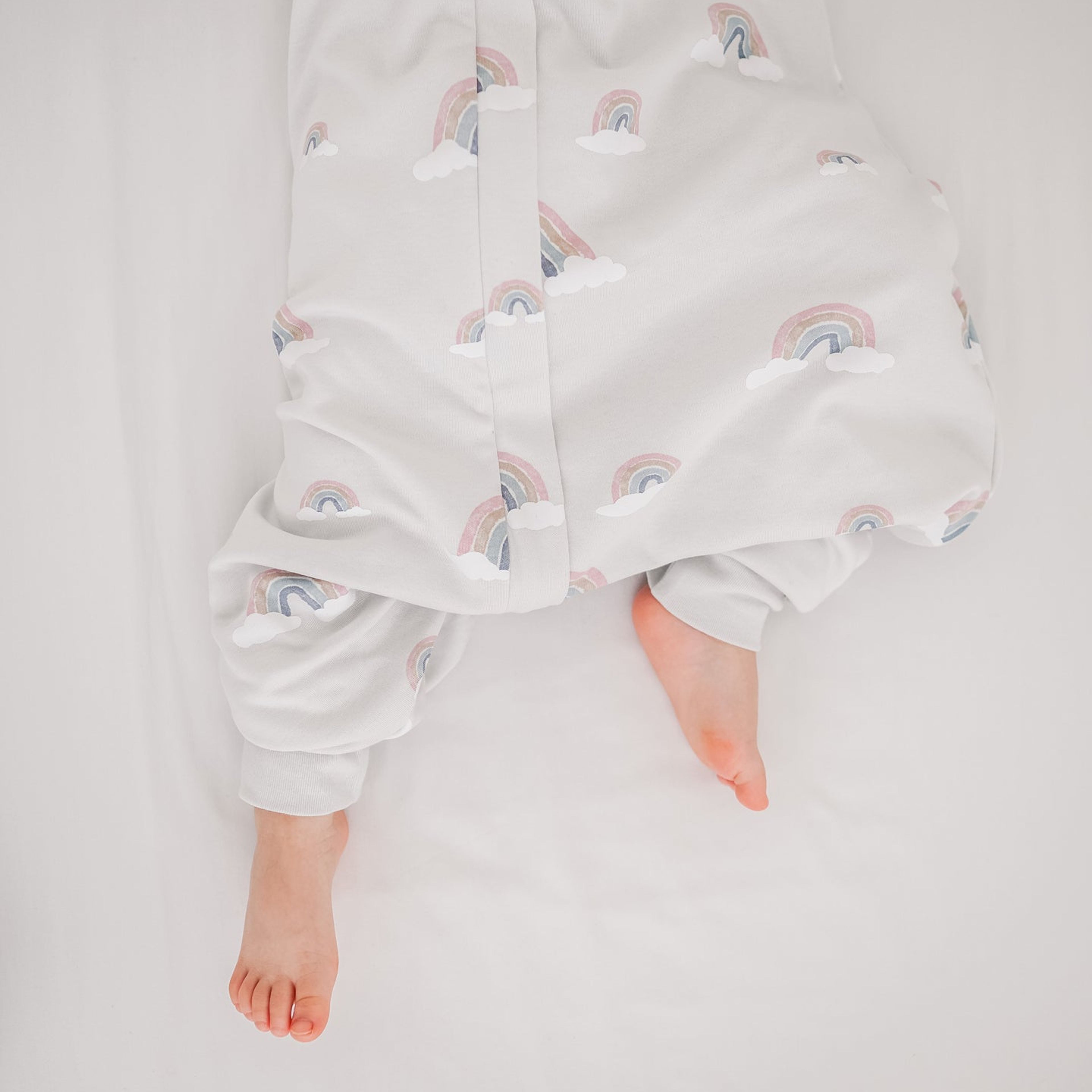 4 Season Baby Sleep Bag with Feet, Merino Wool & Organic Cotton, Rainbow