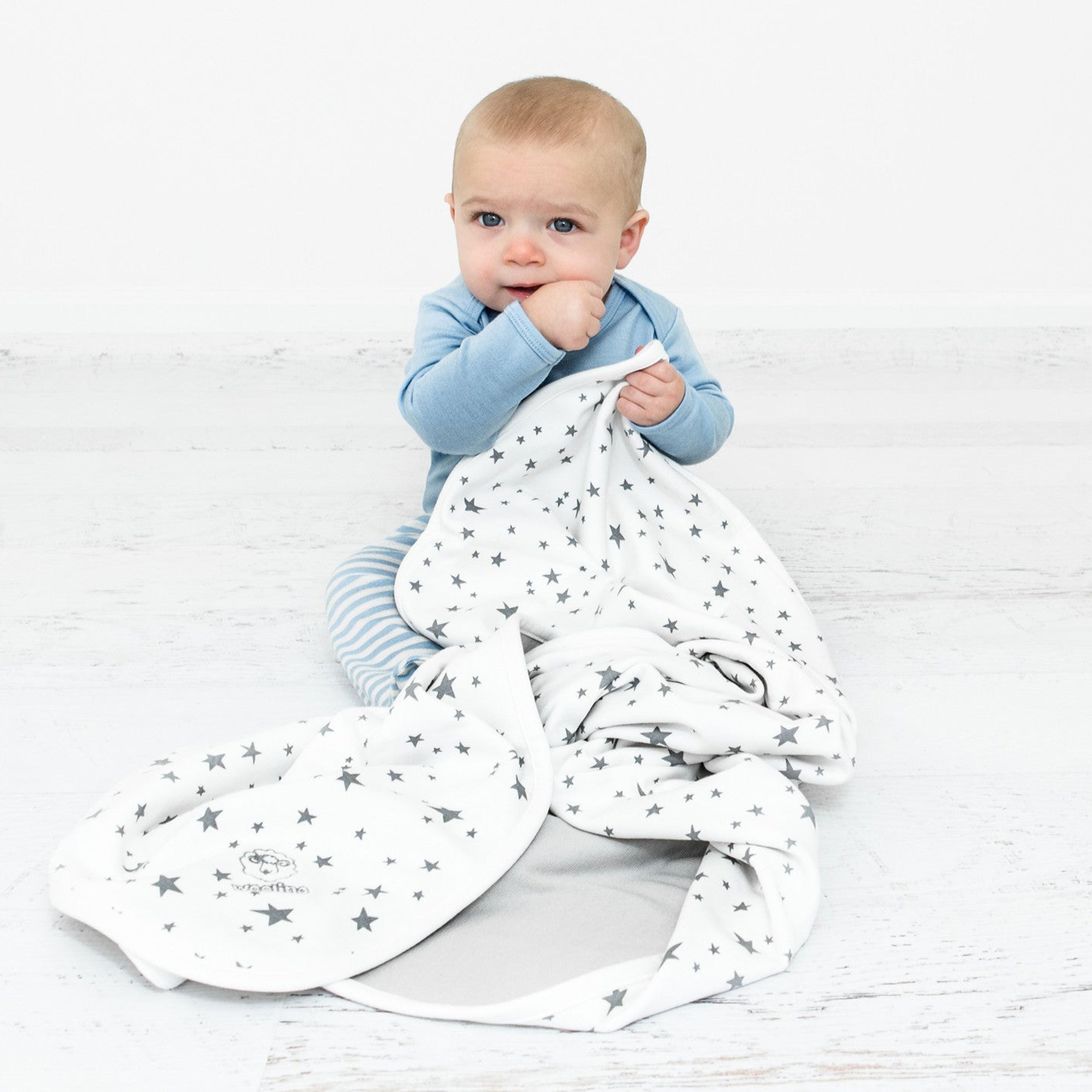 4 Season Stroller Merino Wool & Organic Cotton Baby Blanket, 40" x 31.5", Star White