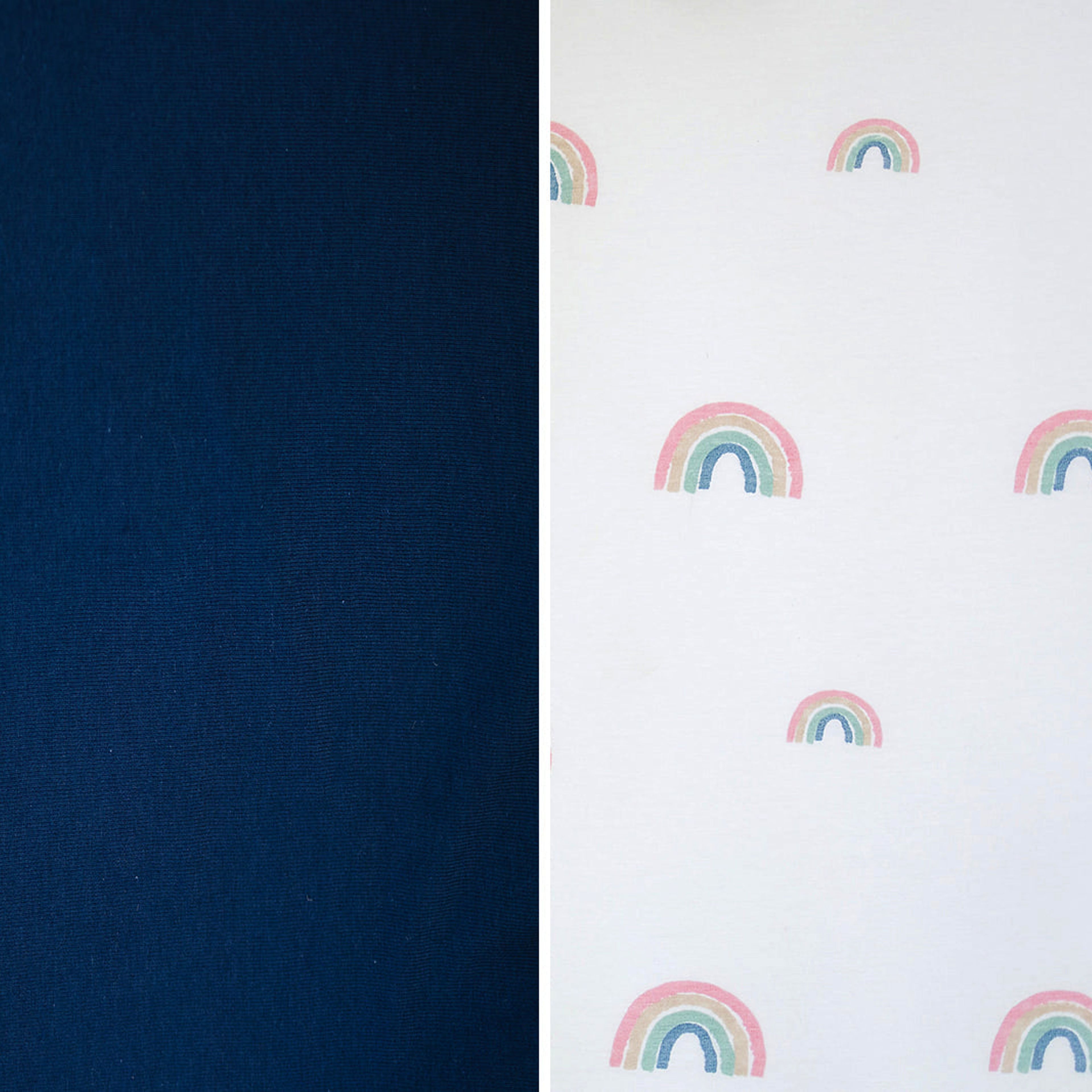 Ecolino Pillowcase, 100% Organic Cotton, 2 Pack, Navy Blue + Rainbow