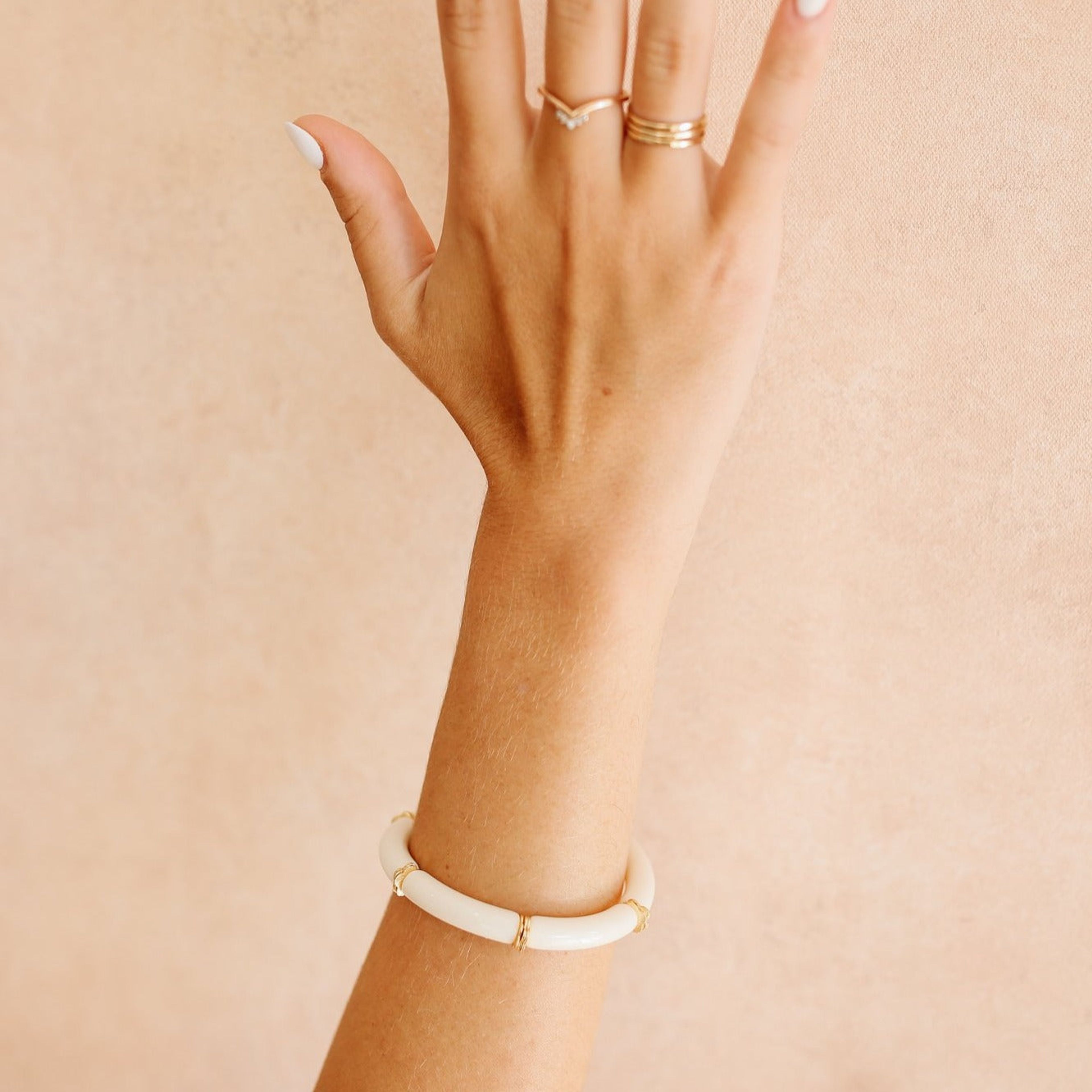 Skinny Acrylic Bamboo Bracelet: White