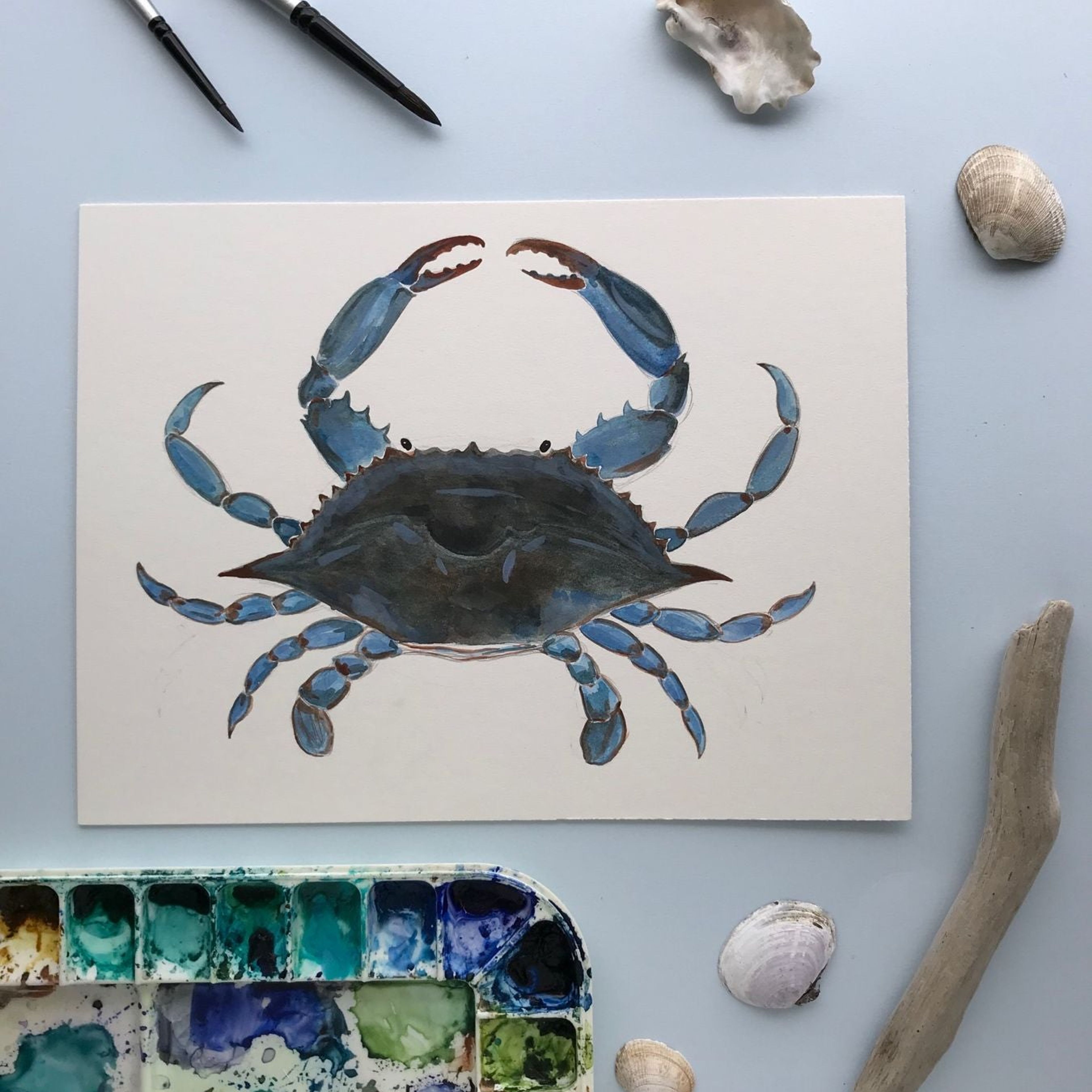 Blue Crab Original Watercolor Painting