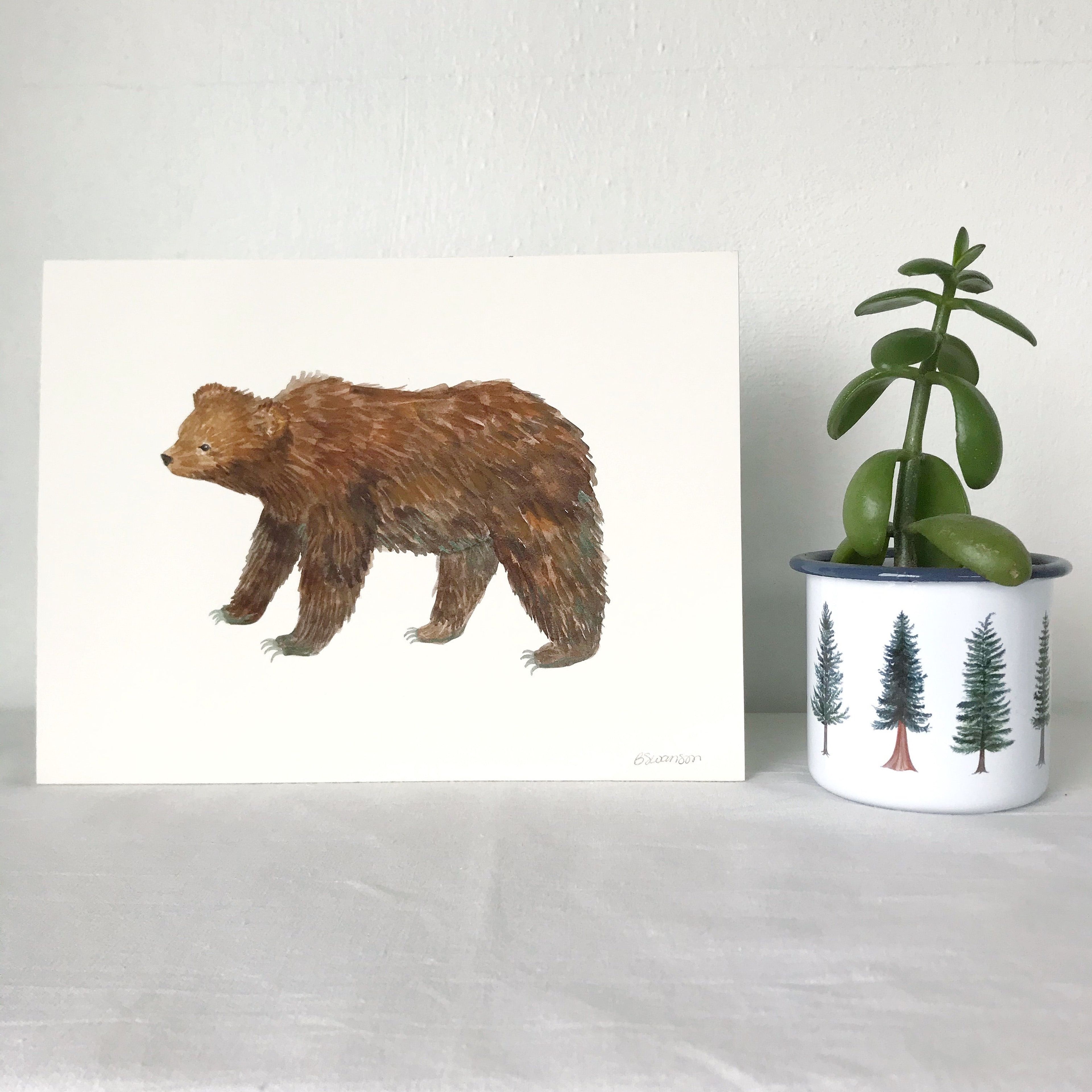 Grizzly Bear Original Watercolor Painting