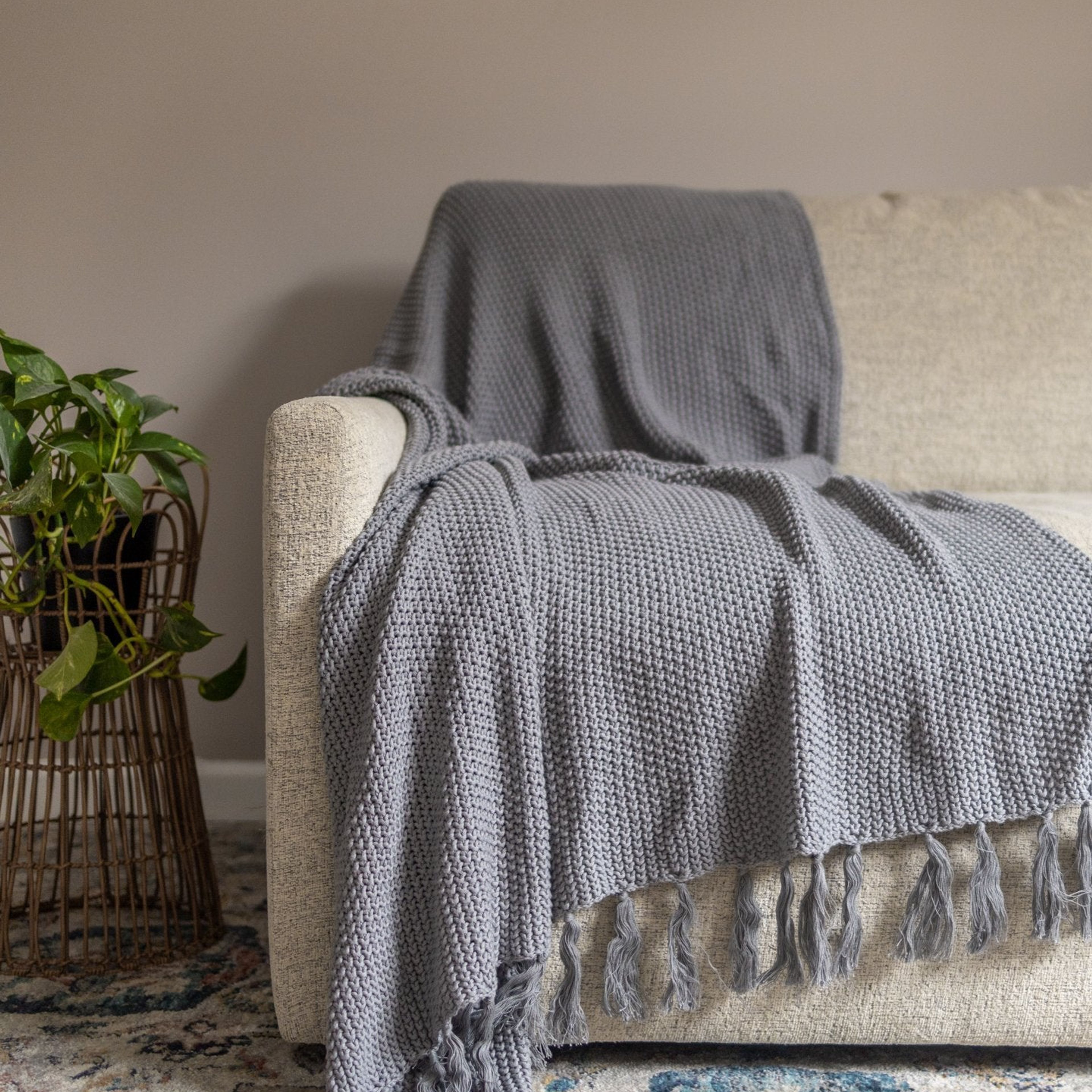 YaYa & Co. Chloe Organic Cotton Tassel Bed Throw on Marmalade