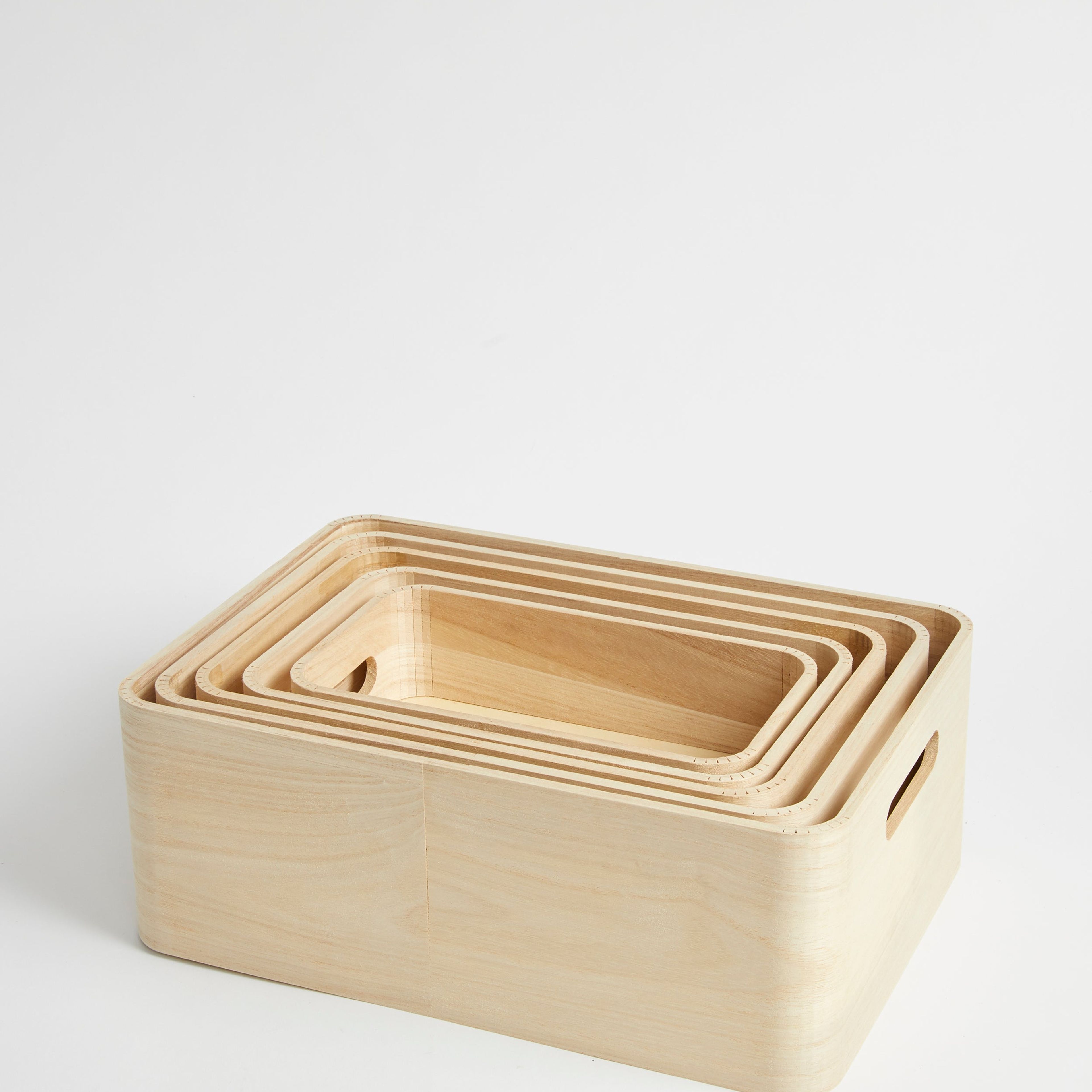 Set of 5 Wooden Stacking Storage Boxes