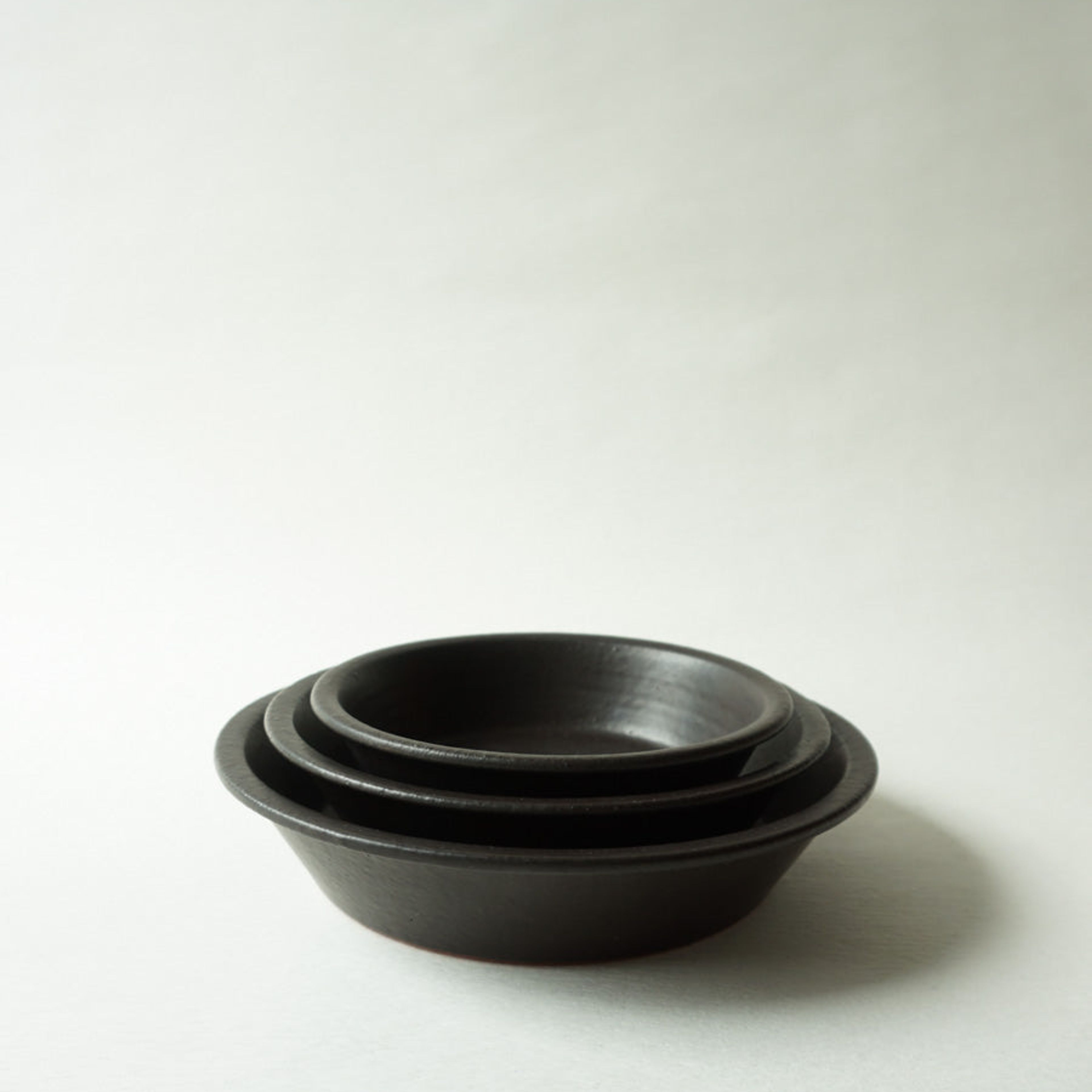 Black Stackable Large Shallow Bowl