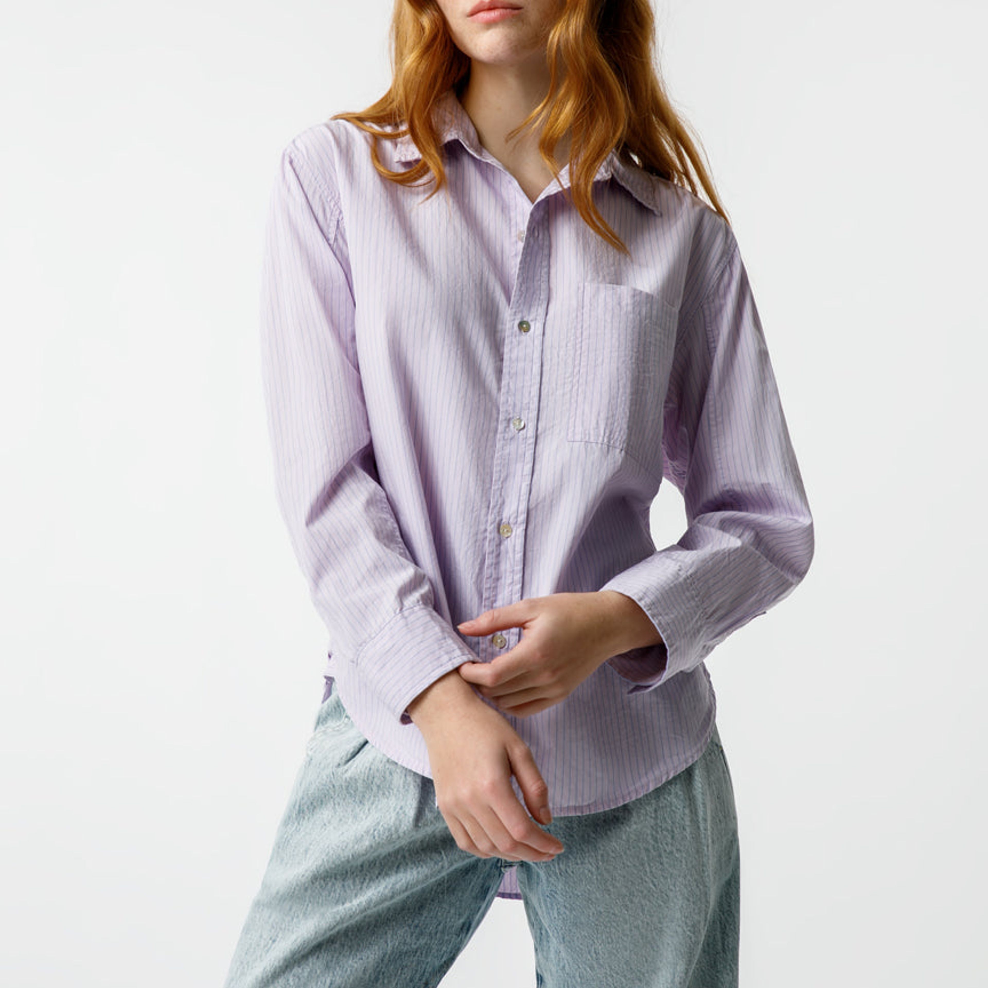 Ruth Oversized Shirt   Lilac Stripe