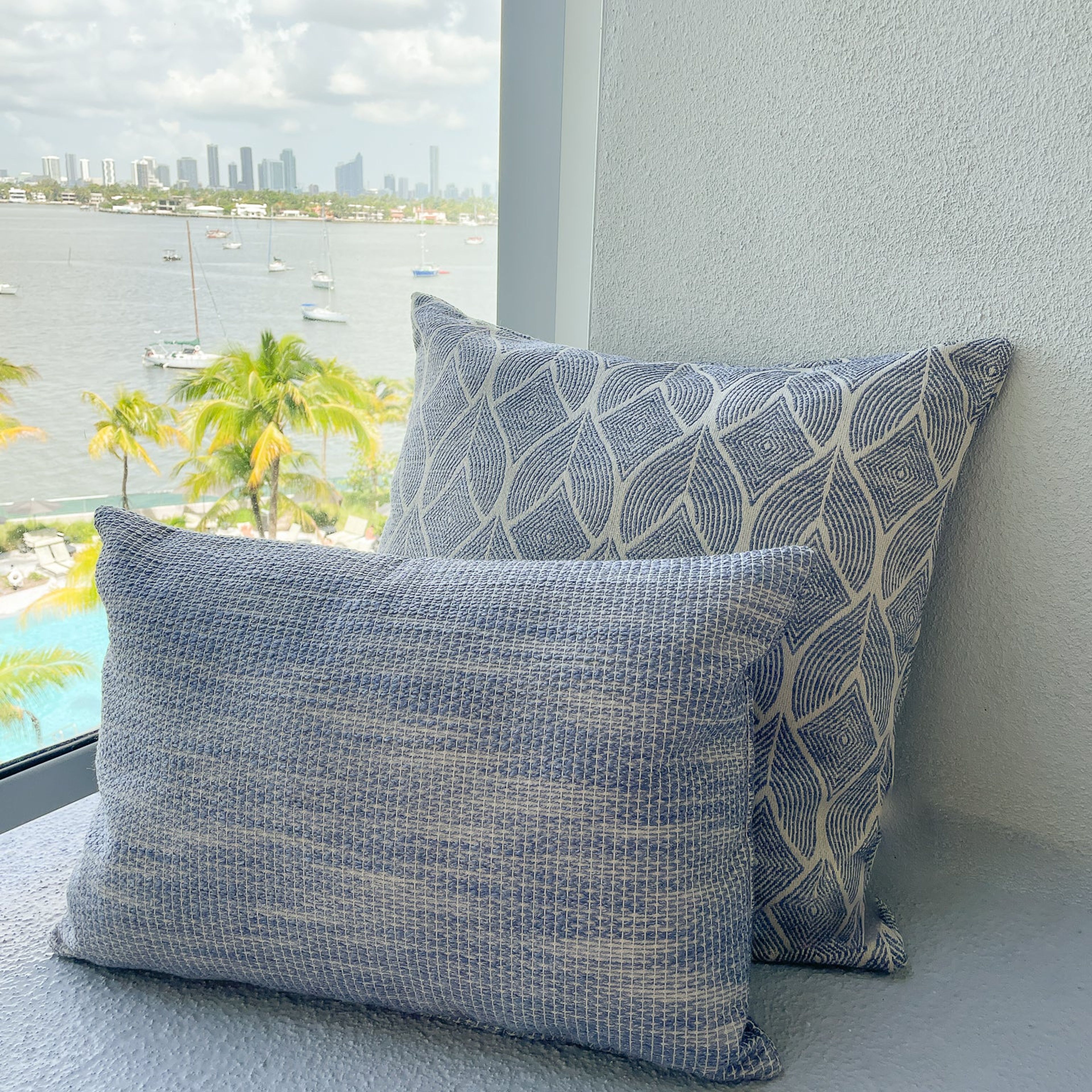 Natural Waves Indigo Indoor Outdoor Pillow