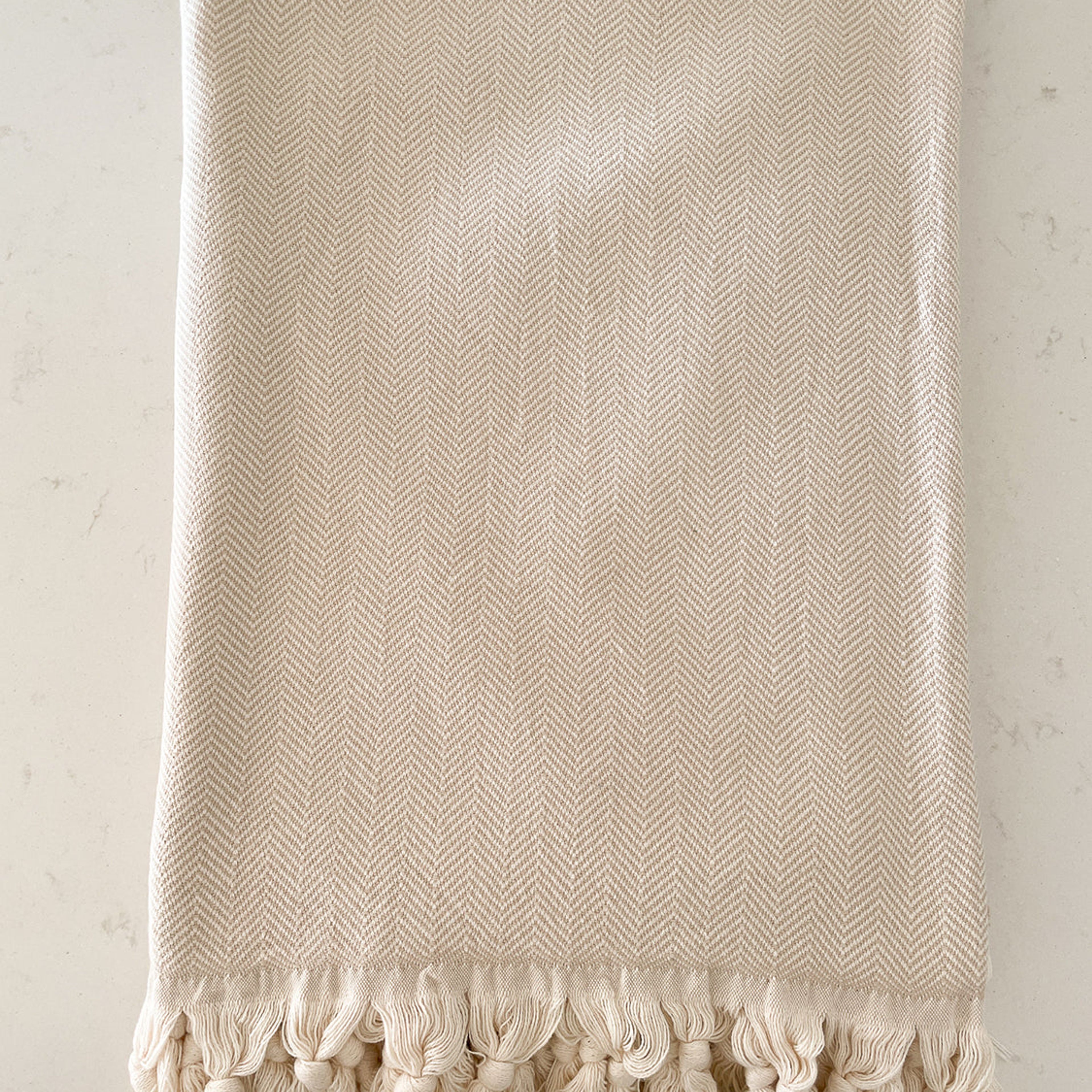 Turkish Cotton Herringbone Throw with Tassels 55x75