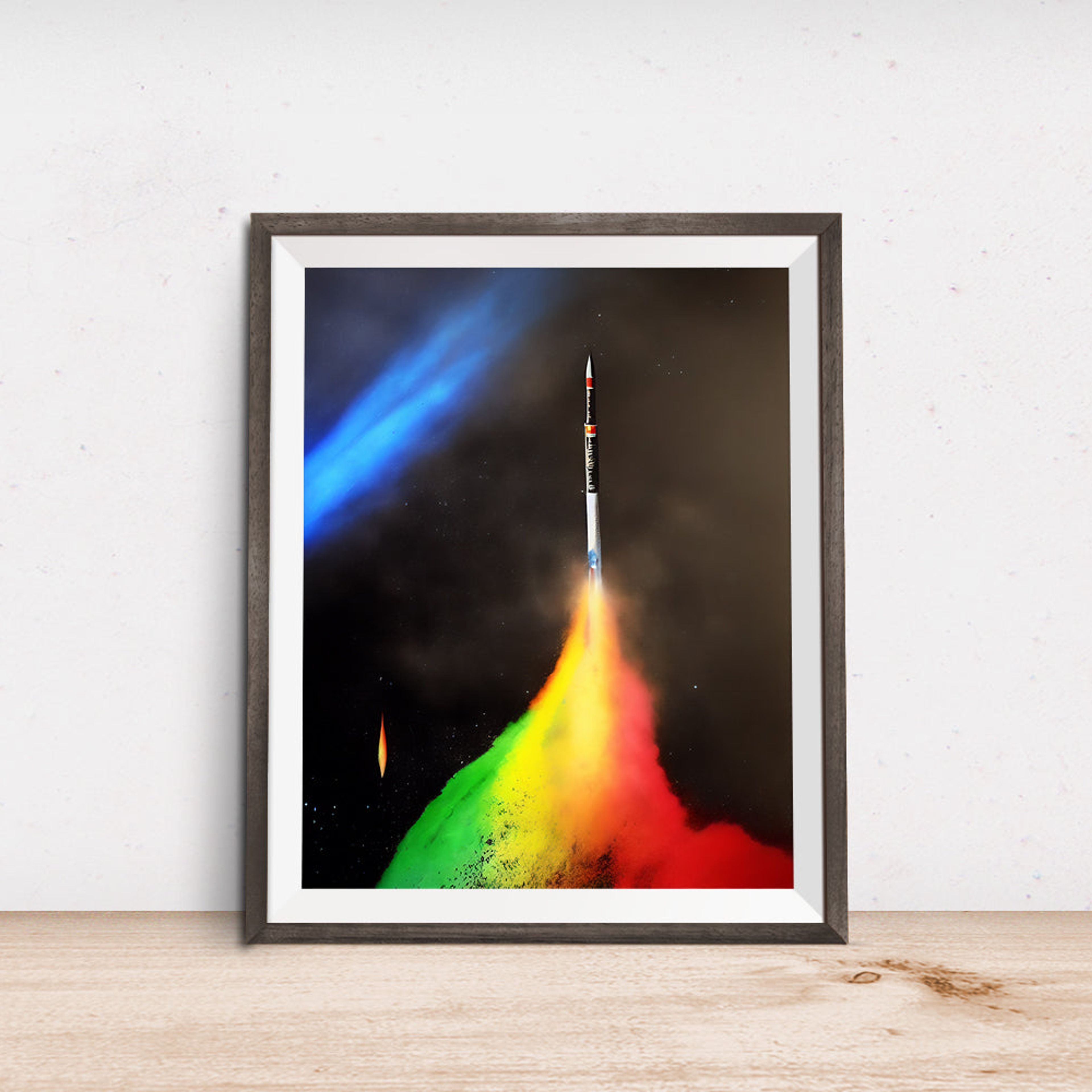 Rainbow Space Shuttle Takeoff Poster