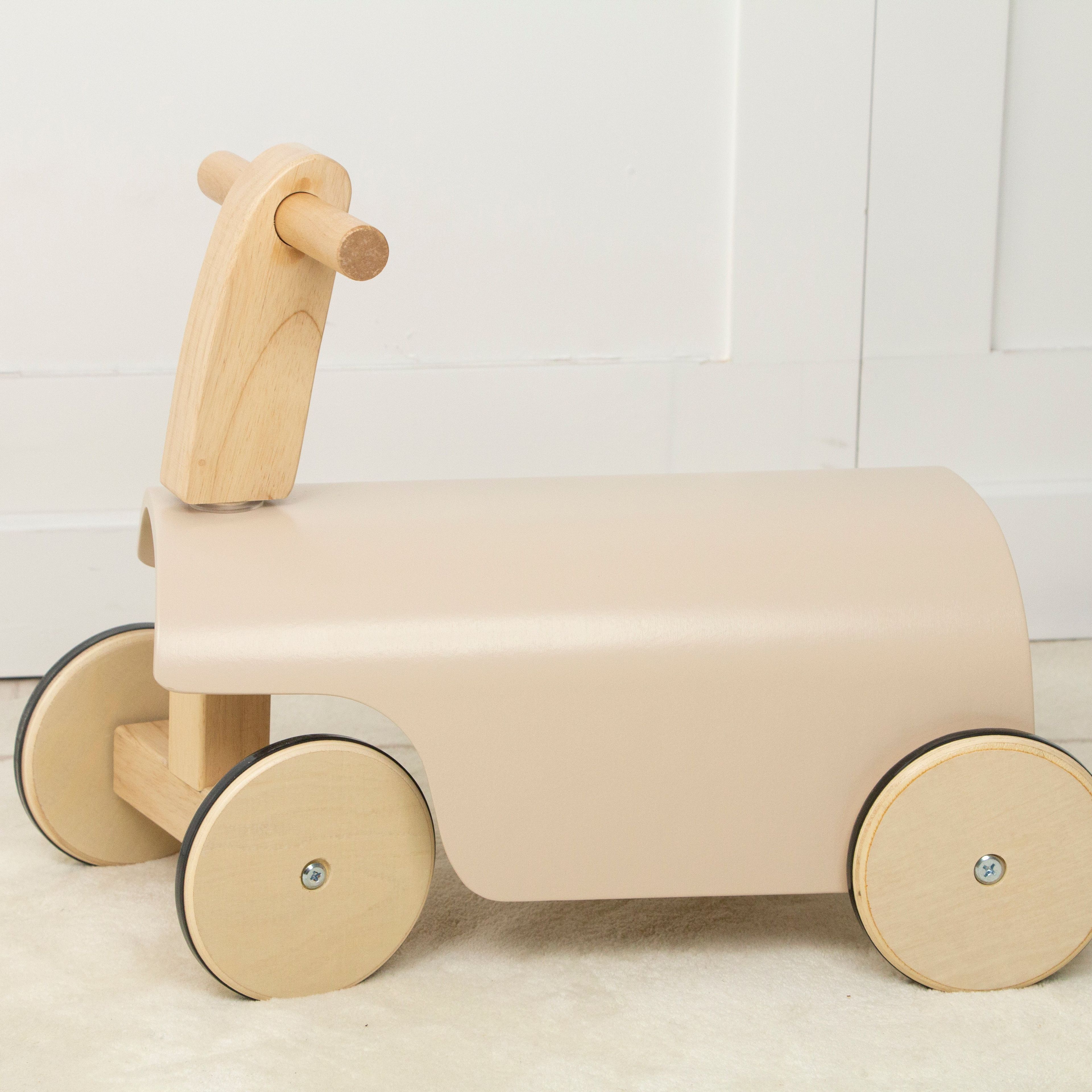 Kids Toddler Wooden Ride-On Toy with Wheels and Walker