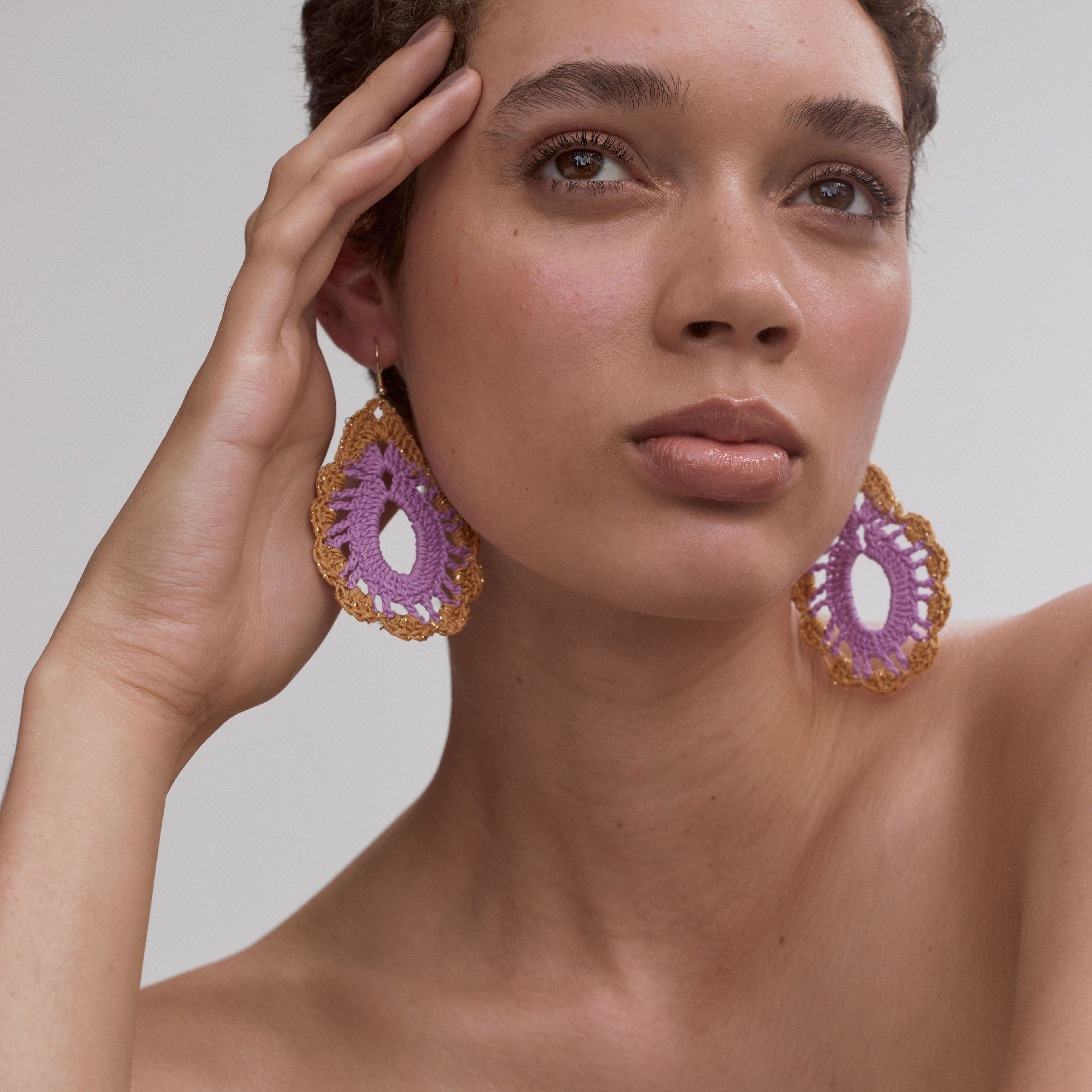 Palm Organic Crochet Embroidered Earrings
