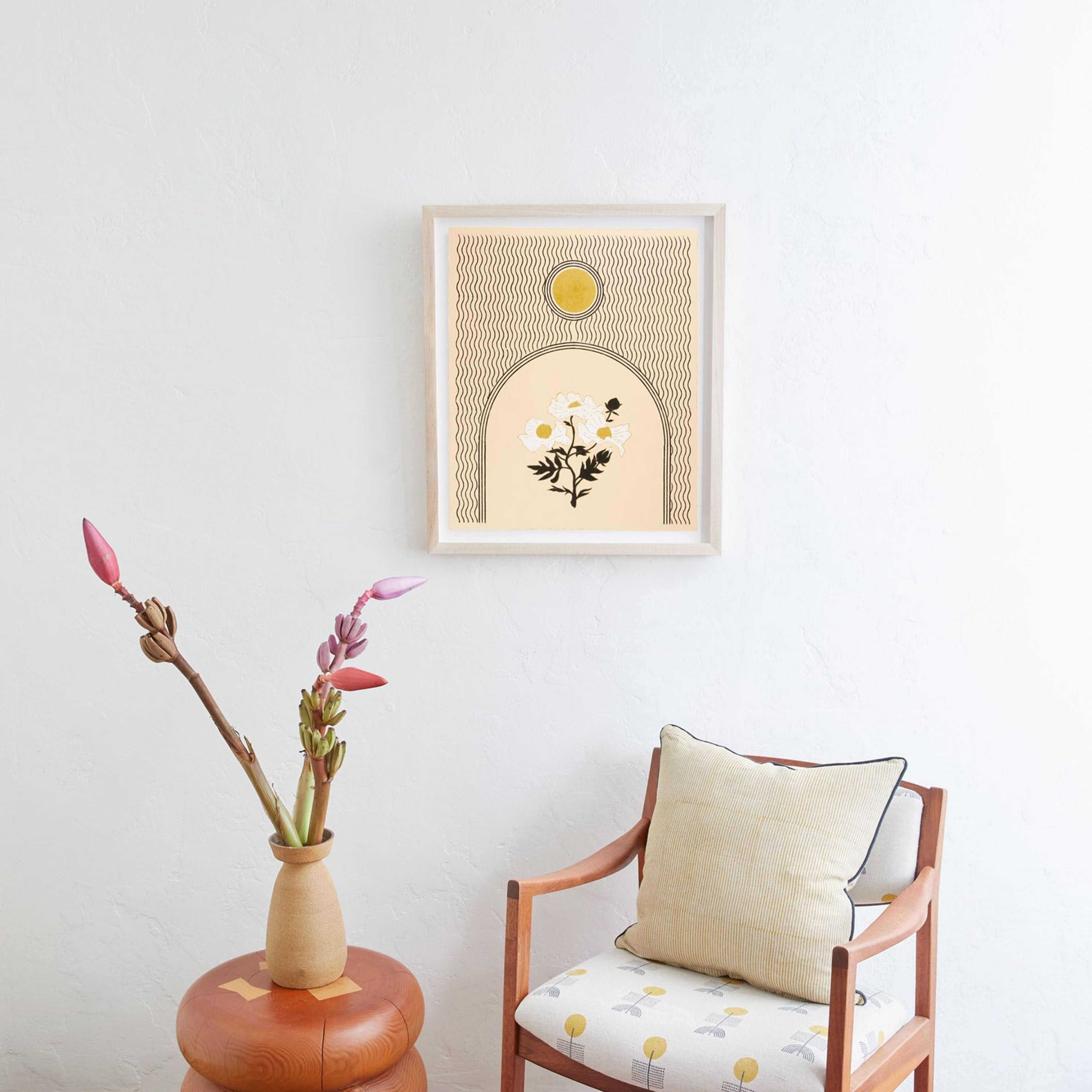 Arch Poppies | Beige | Woodblock Print