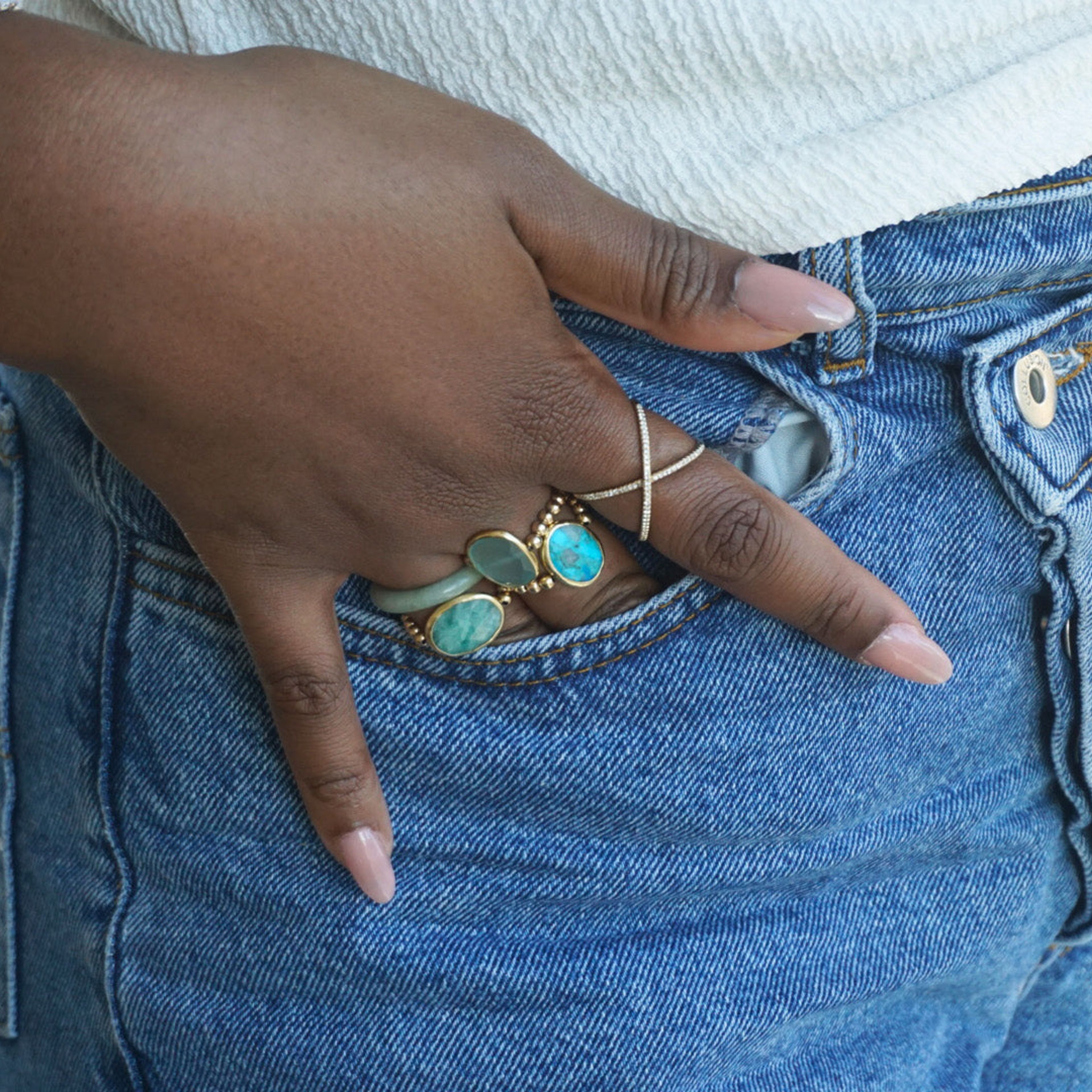 Gold Filled Beaded Turquoise Ring