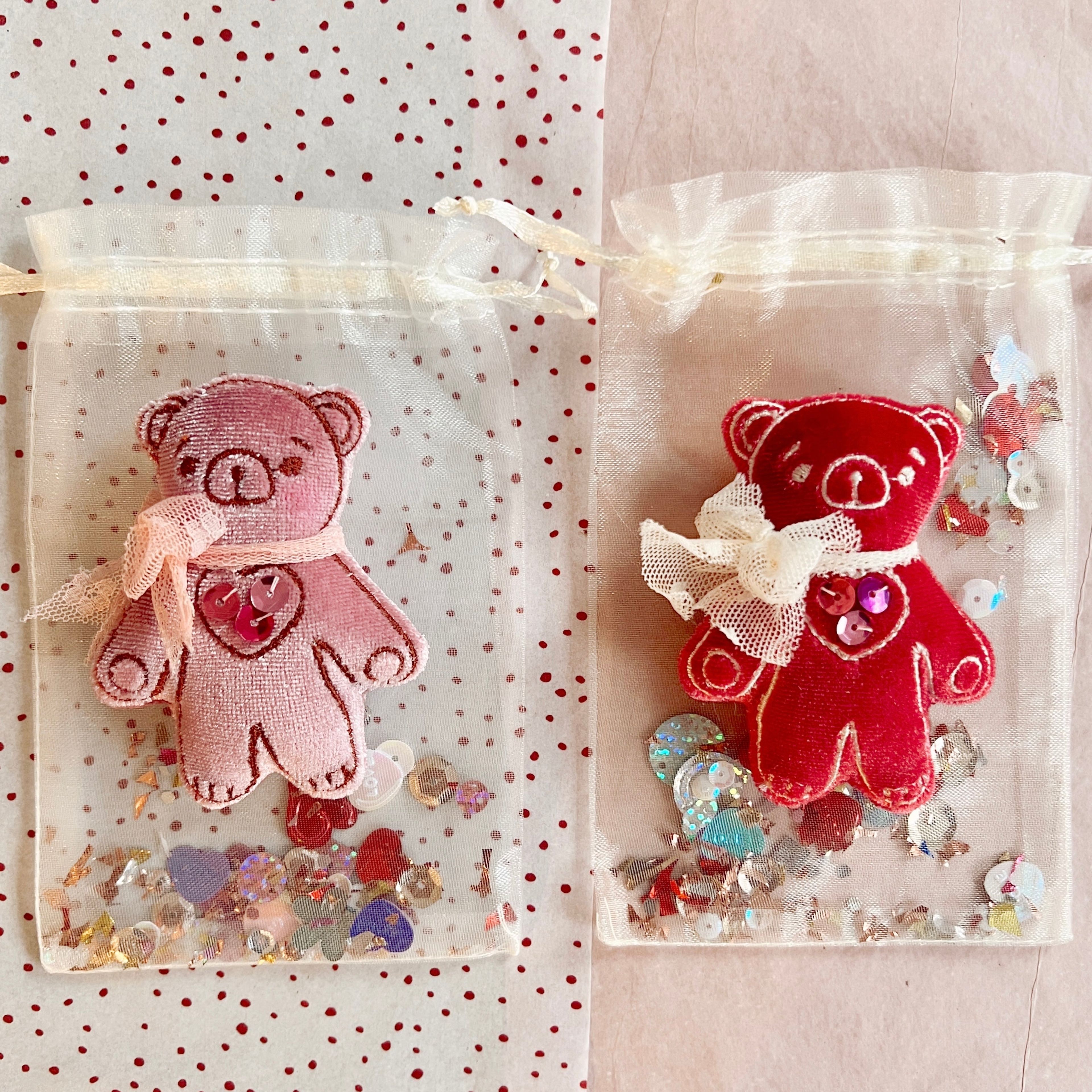 Valentine Velvet Pocket Teddy Bear