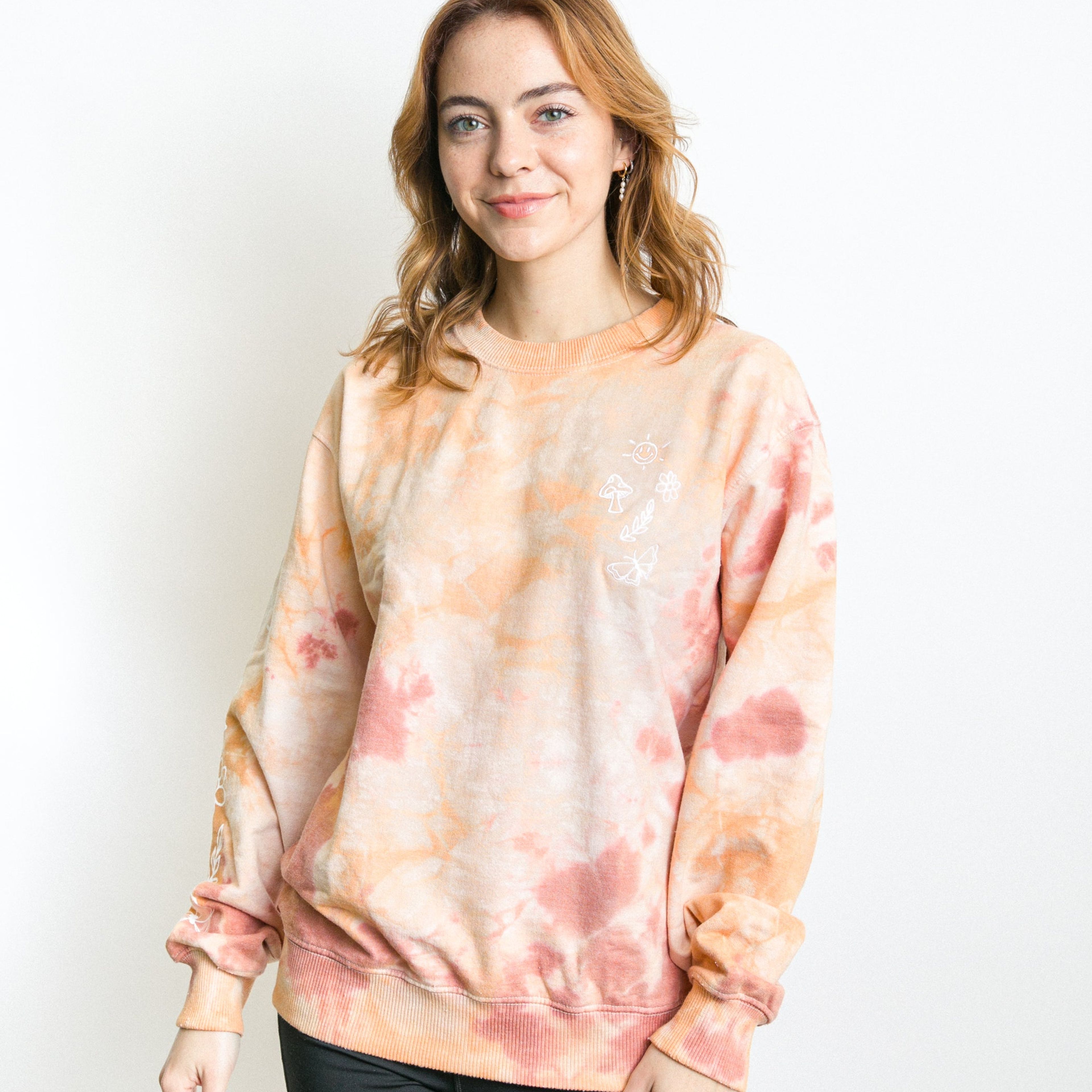 Nature Doodle Tie Dye Recycled Crewneck