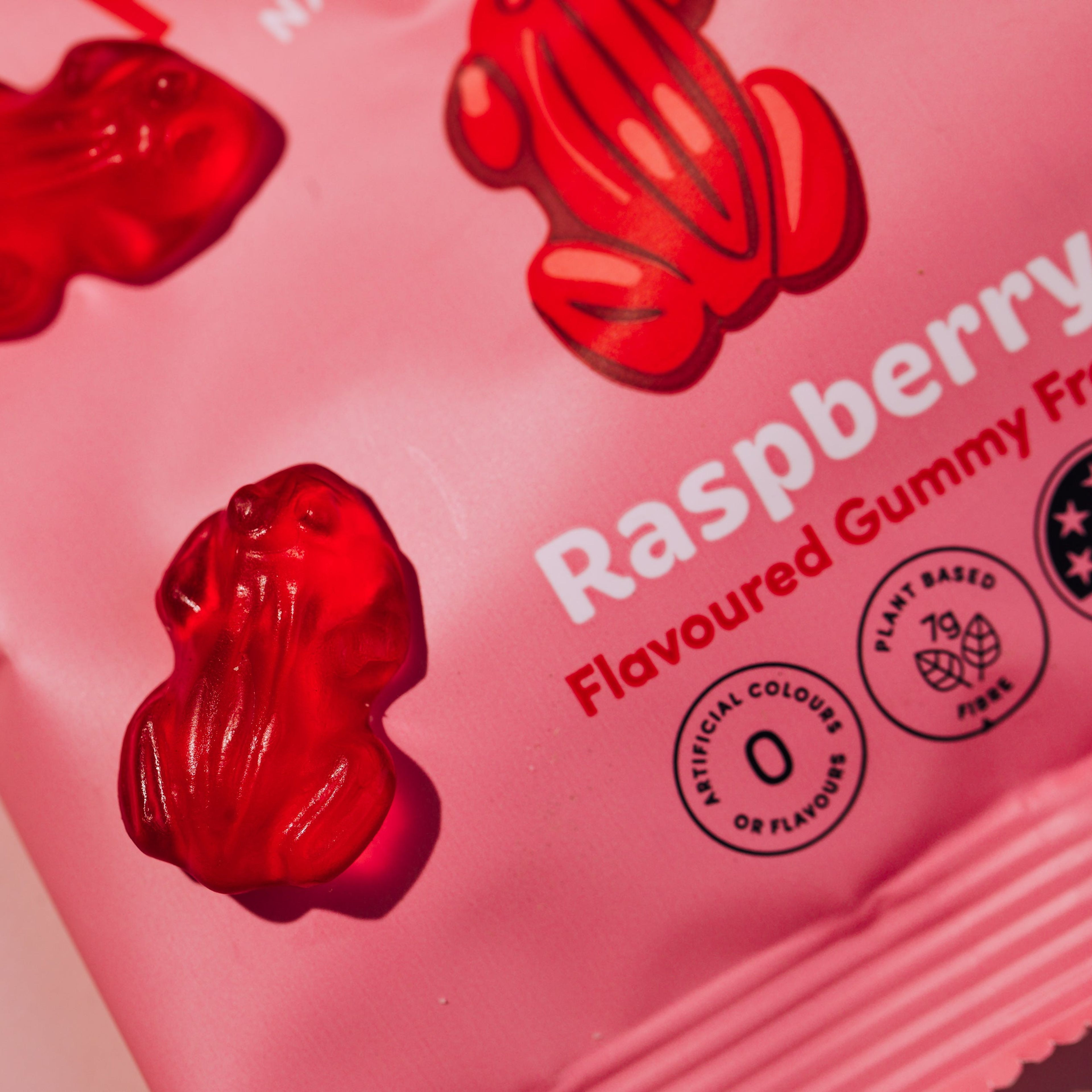 Raspberry Gummy Frogs 50g x  (12 BAGS IN EVERY BOX)