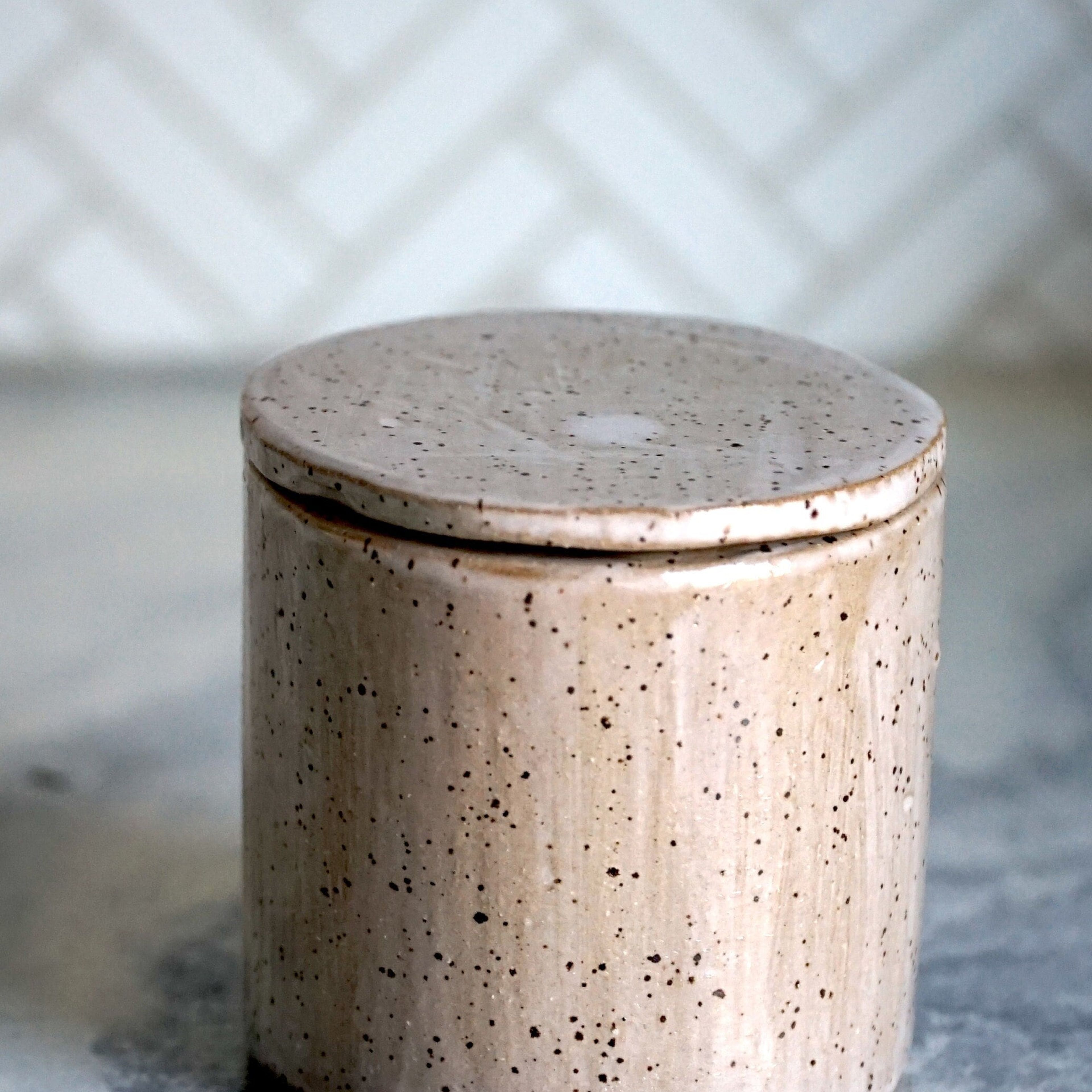 Stoneware Butter Crock - Speckled Clay and White Glazed French Butter Crock - Butter Dish - French Butter Dish - Lidded Butter Box
