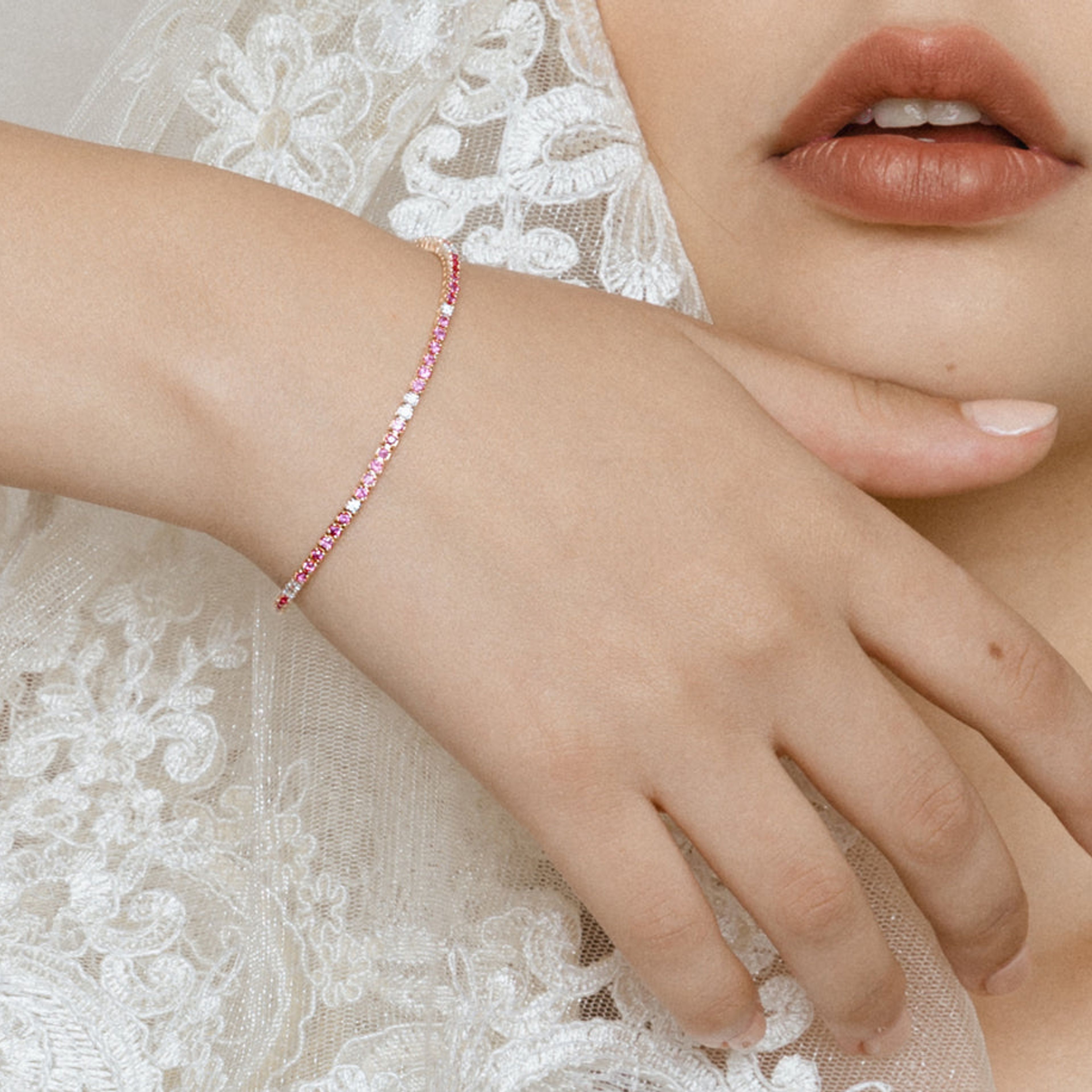 The Pink Sapphire and White Diamond Tennis Bracelet